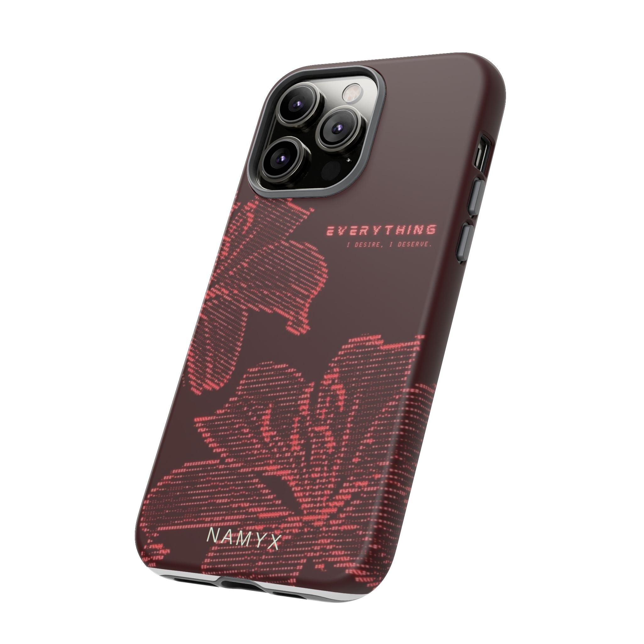 Floral Tough Phone Case — 'Everything' Burgundy Protective Cover