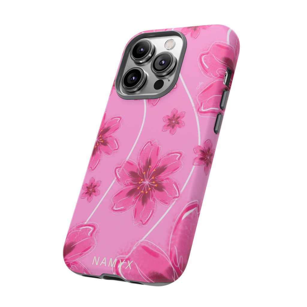 Pink Cherry Blossom Tough Phone Case — Floral Protective Cover