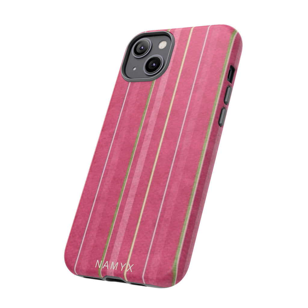 Pink Vertical Stripe Tough Phone Case — Durable Protective iPhone Cover with Subtle Vintage Stripes