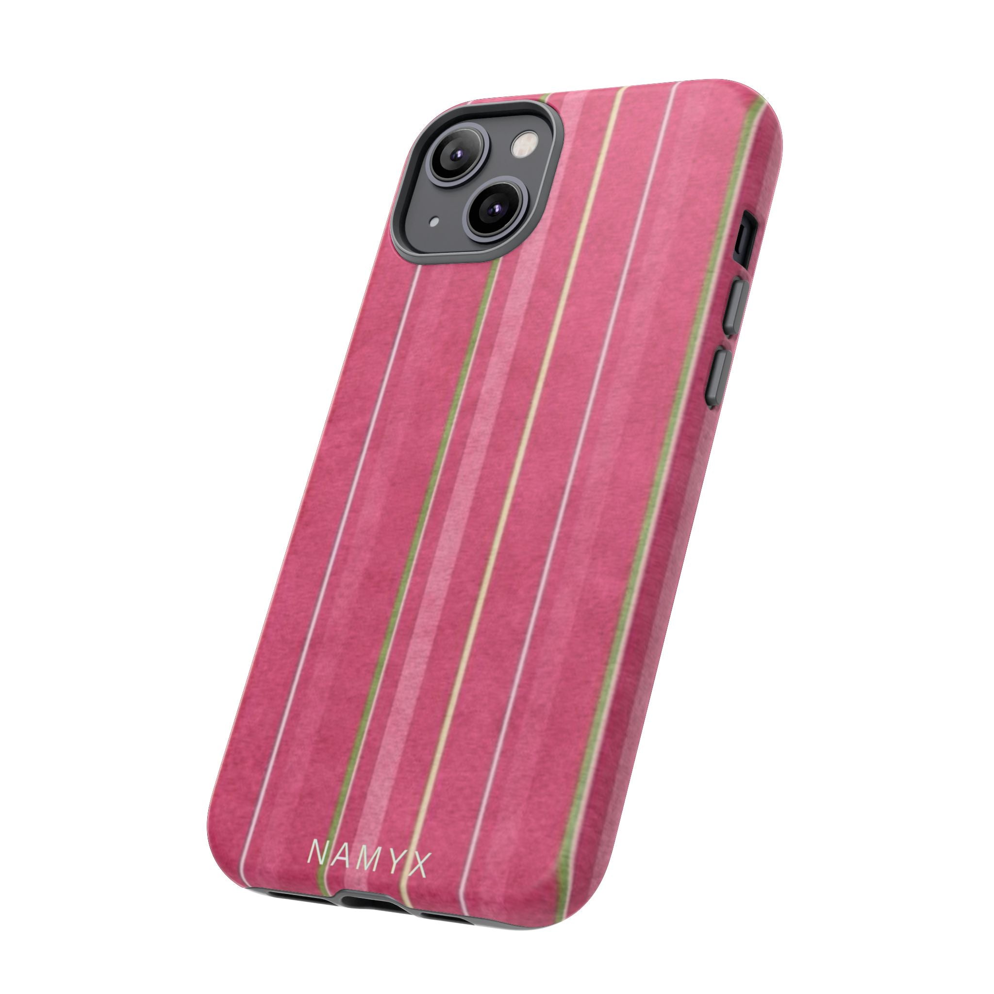 Pink Vertical Stripe Tough Phone Case — Durable Protective iPhone Cover with Subtle Vintage Stripes