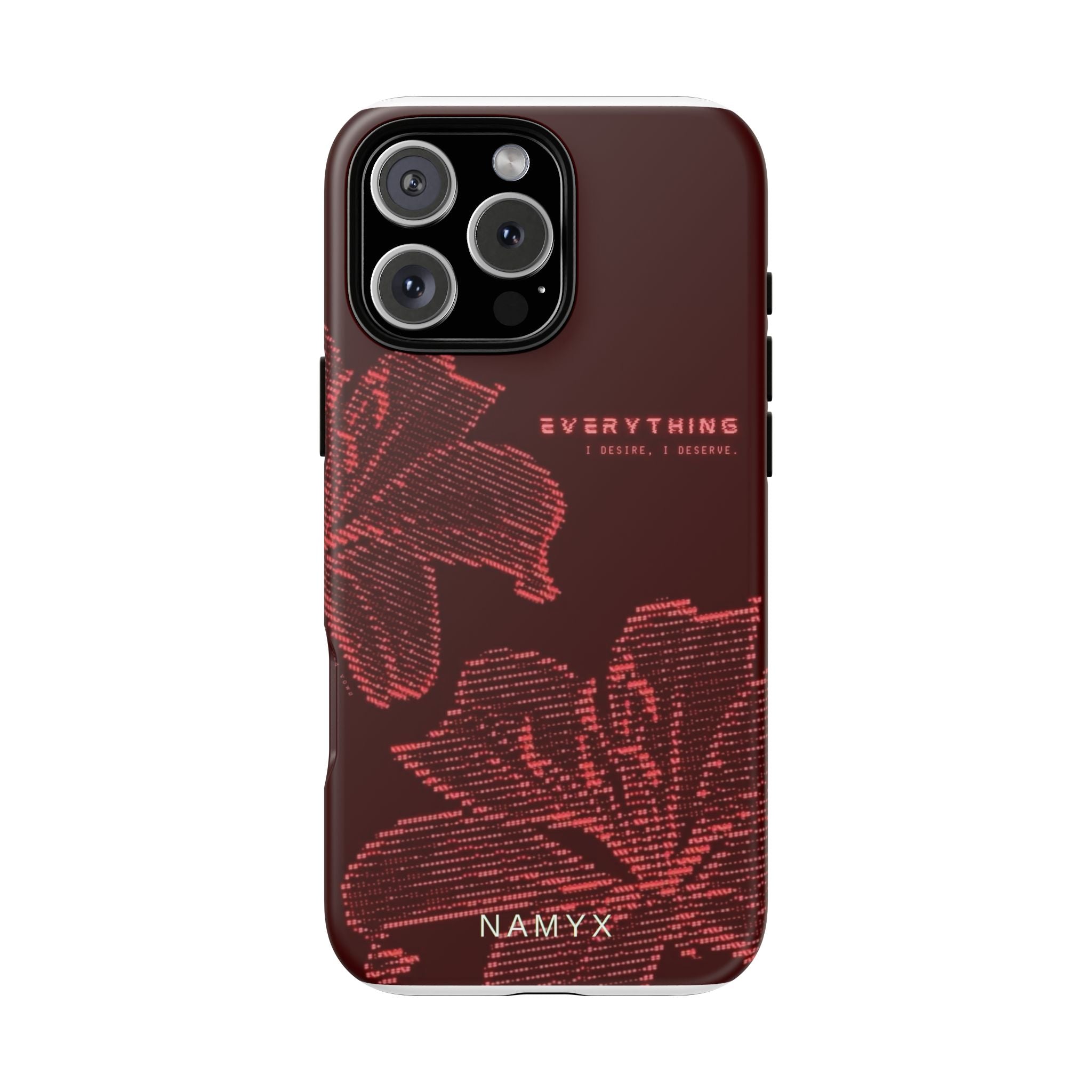 Floral Tough Phone Case — 'Everything' Burgundy Protective Cover