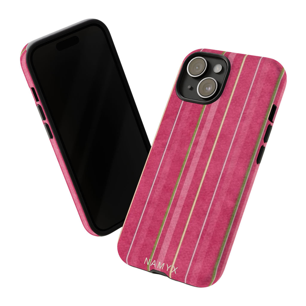Pink Vertical Stripe Tough Phone Case — Durable Protective iPhone Cover with Subtle Vintage Stripes
