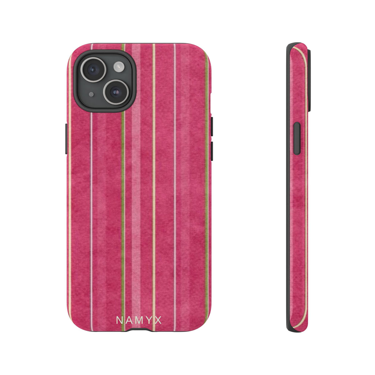 Pink Vertical Stripe Tough Phone Case — Durable Protective iPhone Cover with Subtle Vintage Stripes