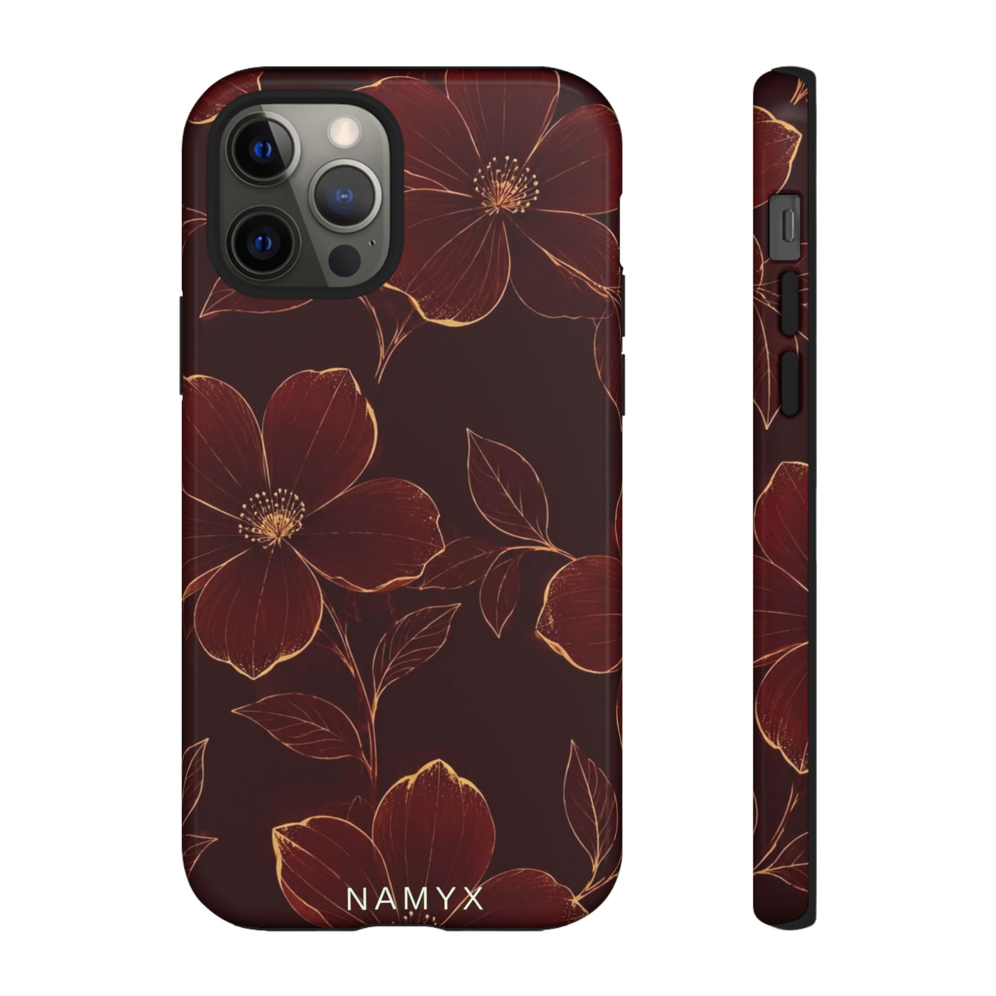 Floral Tough Case — Dark Red Botanical Phone Case