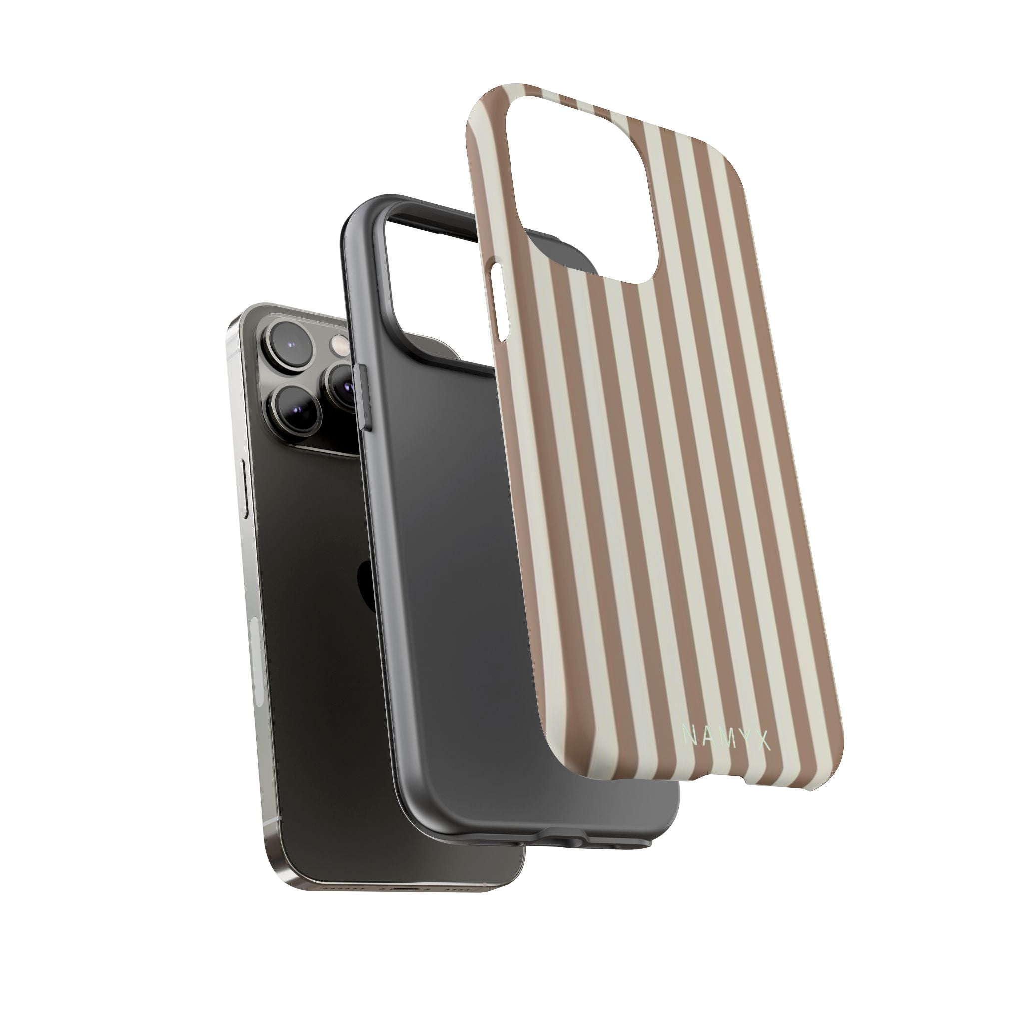 Striped Beige Phone Case — Classic Vertical Brown & Cream Stripe Tough Case