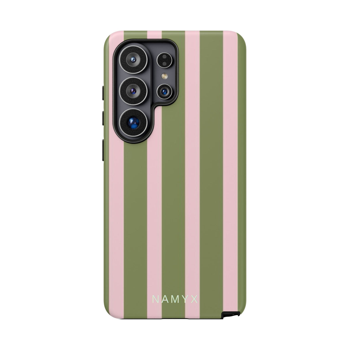 Striped Olive & Blush Tough Phone Case — Durable Protective Phone Cover