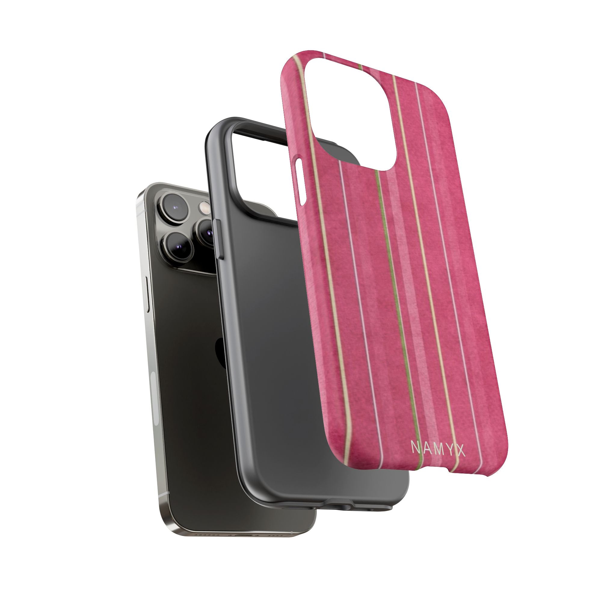 Pink Vertical Stripe Tough Phone Case — Durable Protective iPhone Cover with Subtle Vintage Stripes