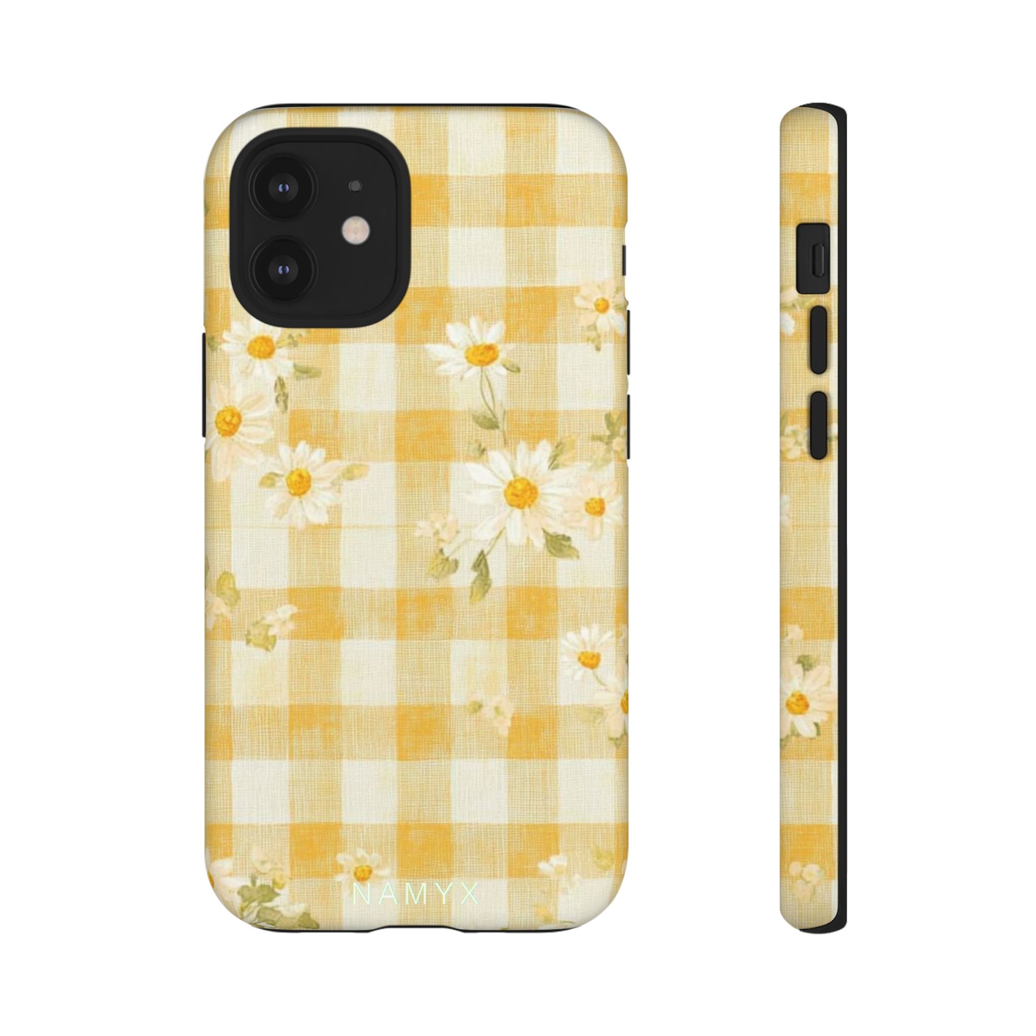 Daisy Gingham Tough Phone Case — Yellow Floral Protective Cover