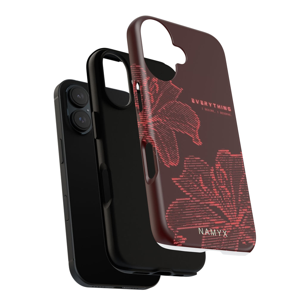 Floral Tough Phone Case — 'Everything' Burgundy Protective Cover
