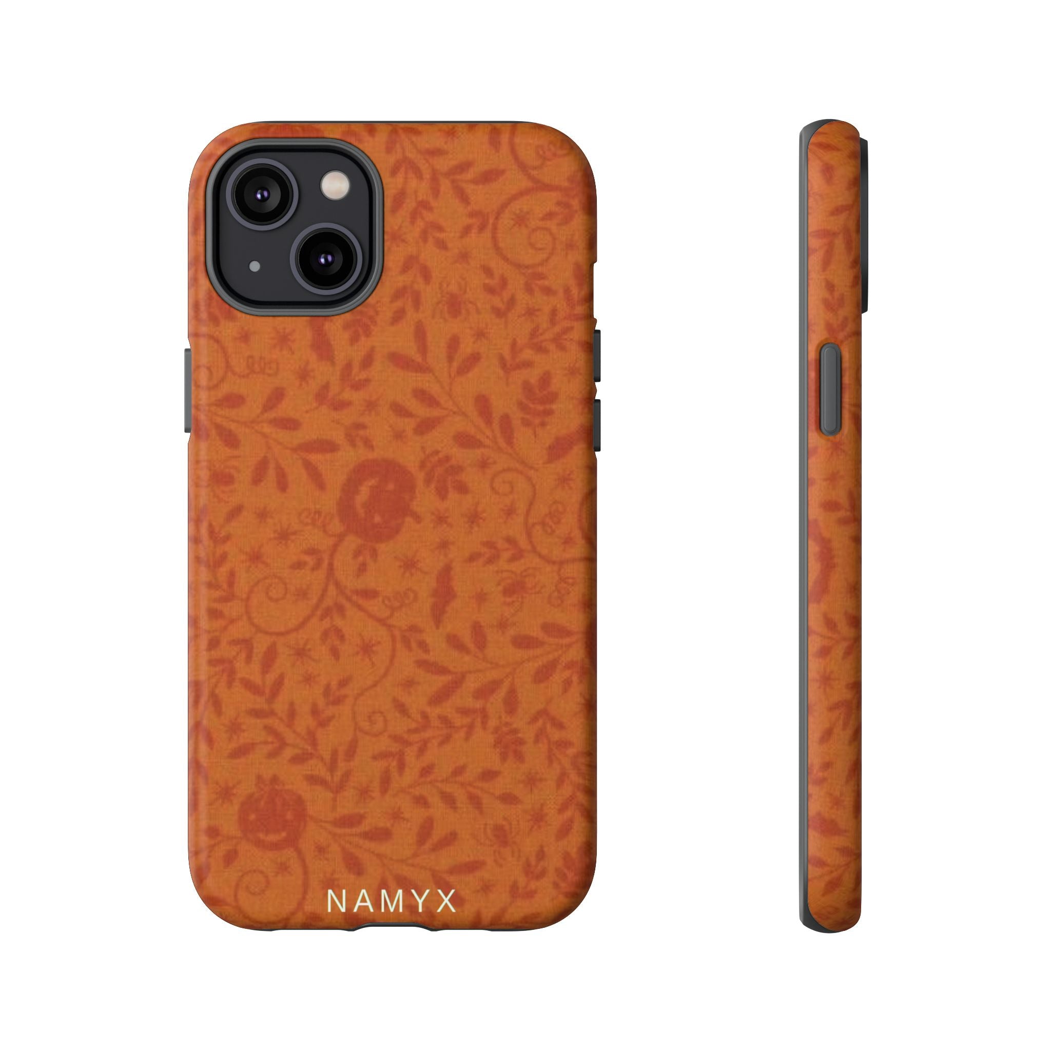 Floral Leather Phone Case — Rustic Orange Botanical Tough Case