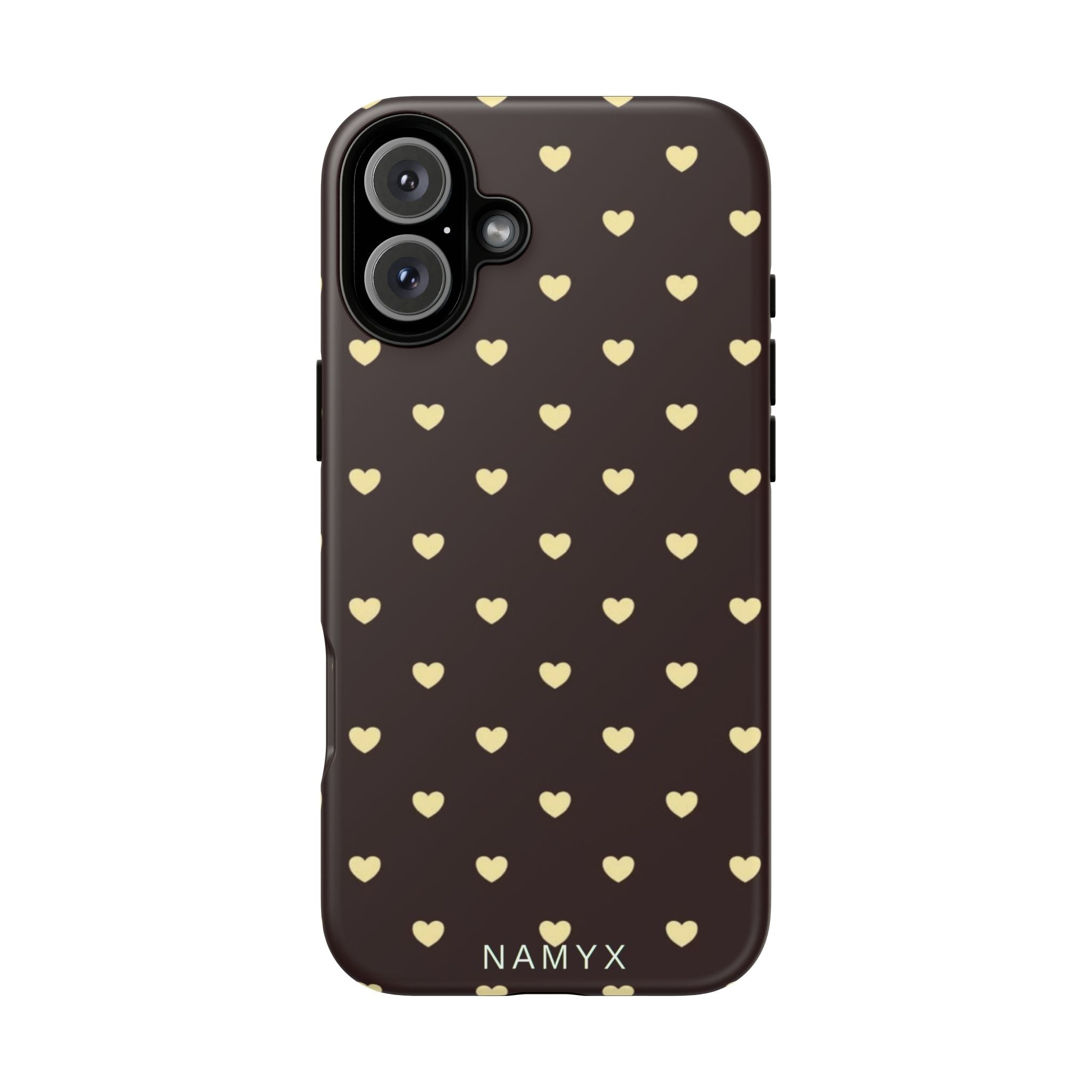 Tough Case — Brown Phone Case with Cream Heart Pattern