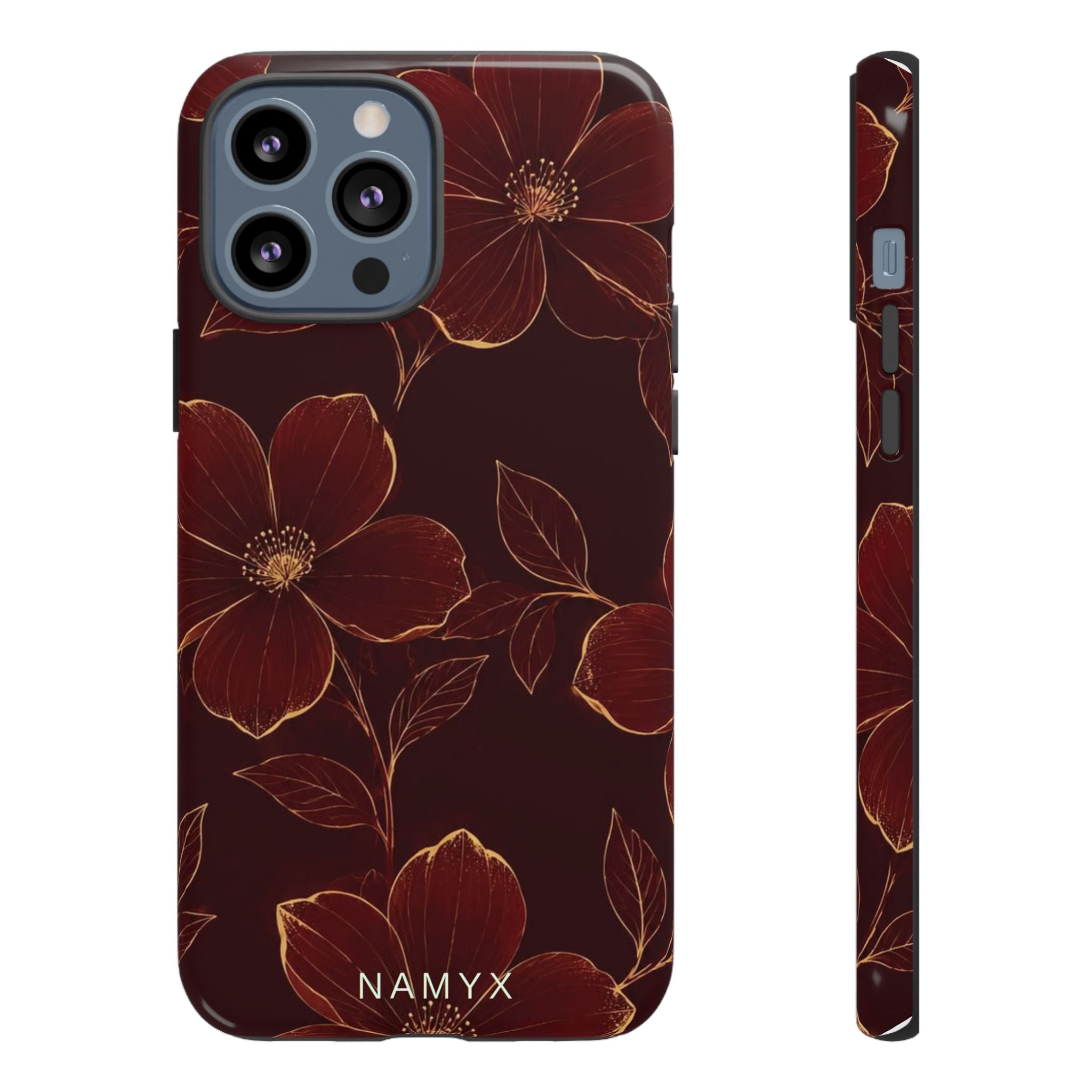 Floral Tough Case — Dark Red Botanical Phone Case