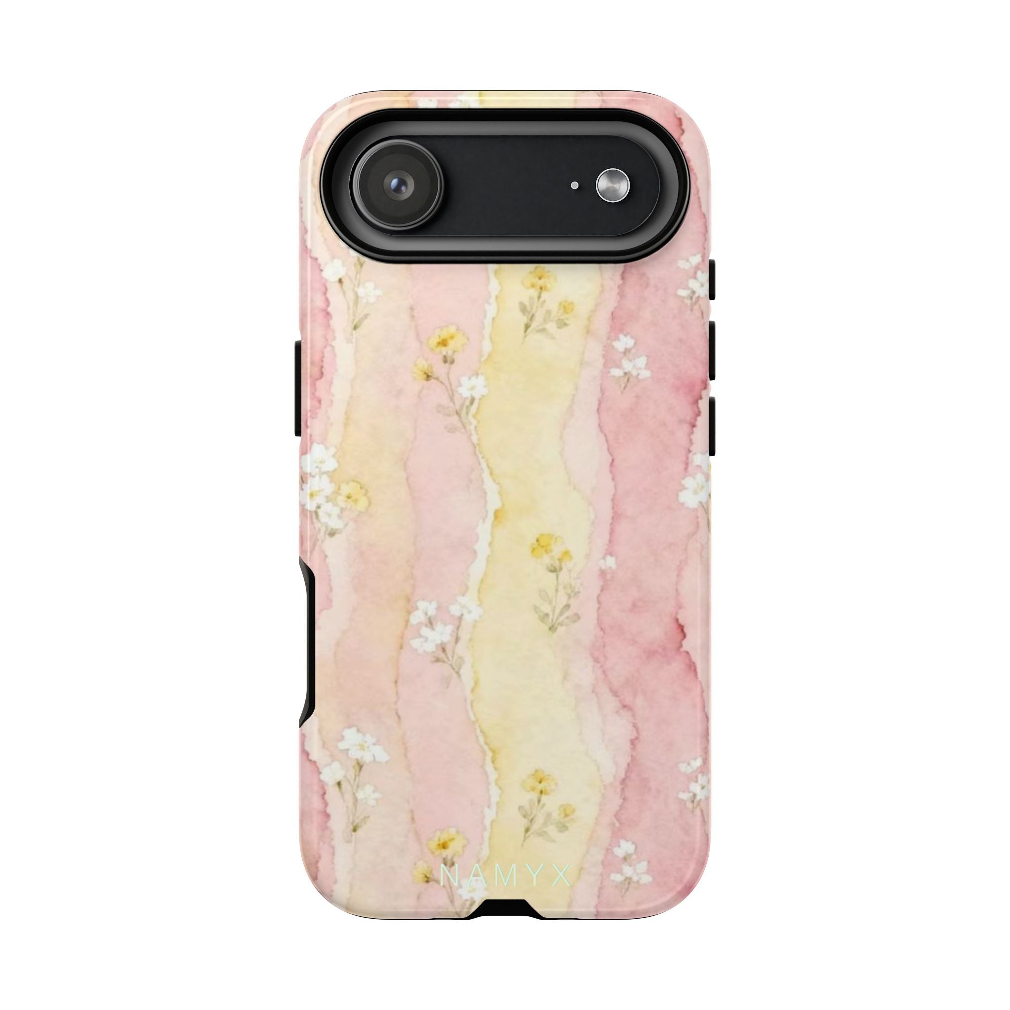 Floral Watercolor Tough Phone Case — Pink & Yellow Daisy Protective Cover