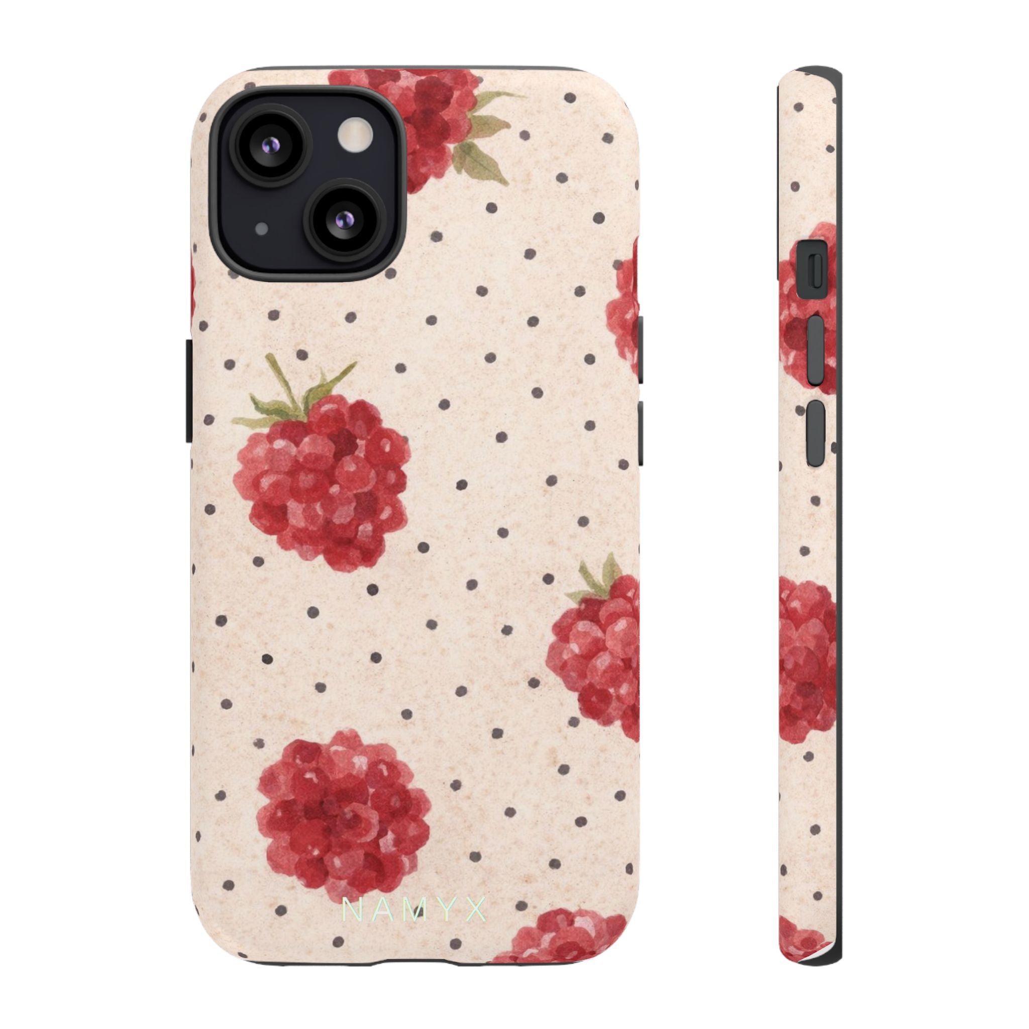 Raspberry Dotted Tough Phone Case — Vintage Floral Protective Cover