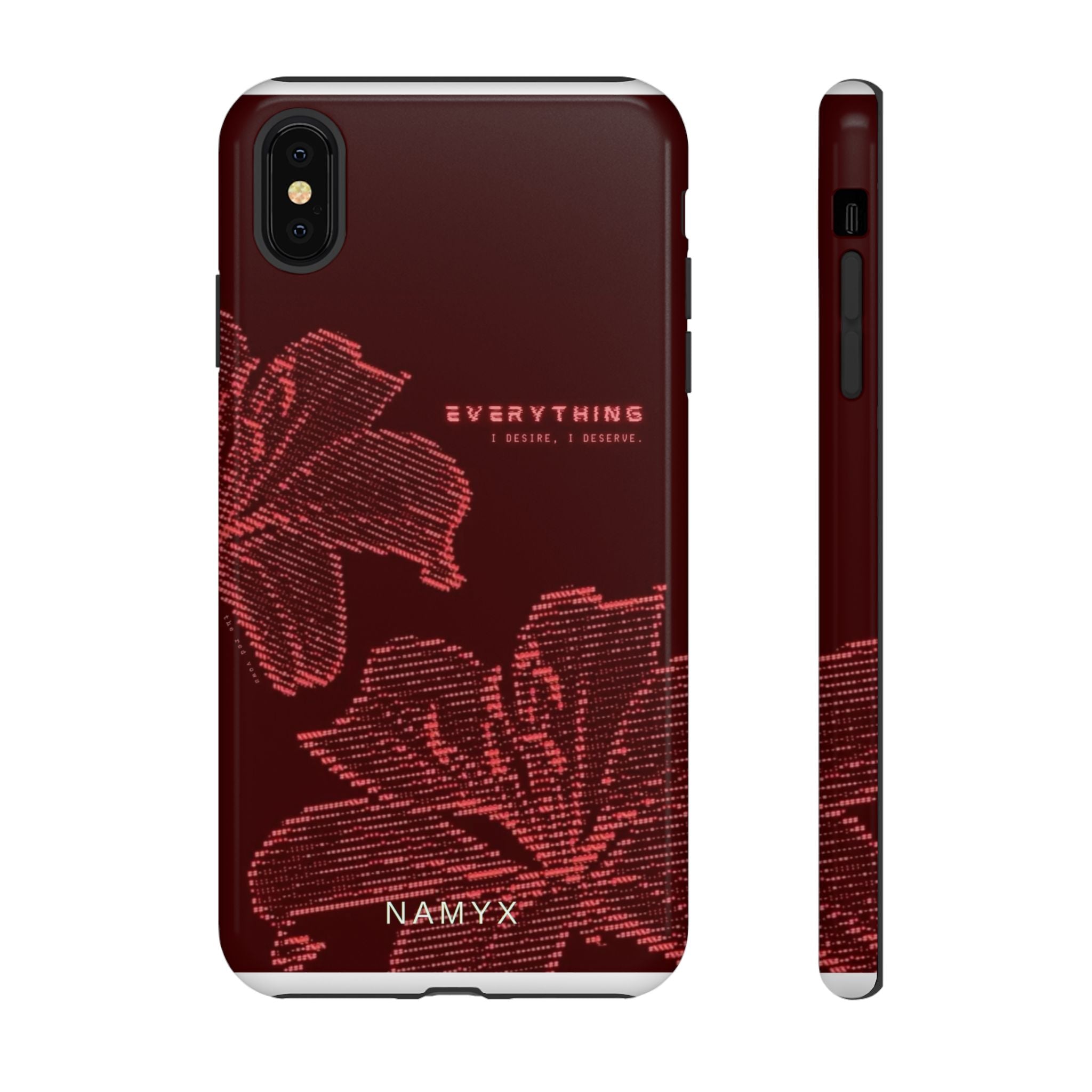 Floral Tough Phone Case — 'Everything' Burgundy Protective Cover