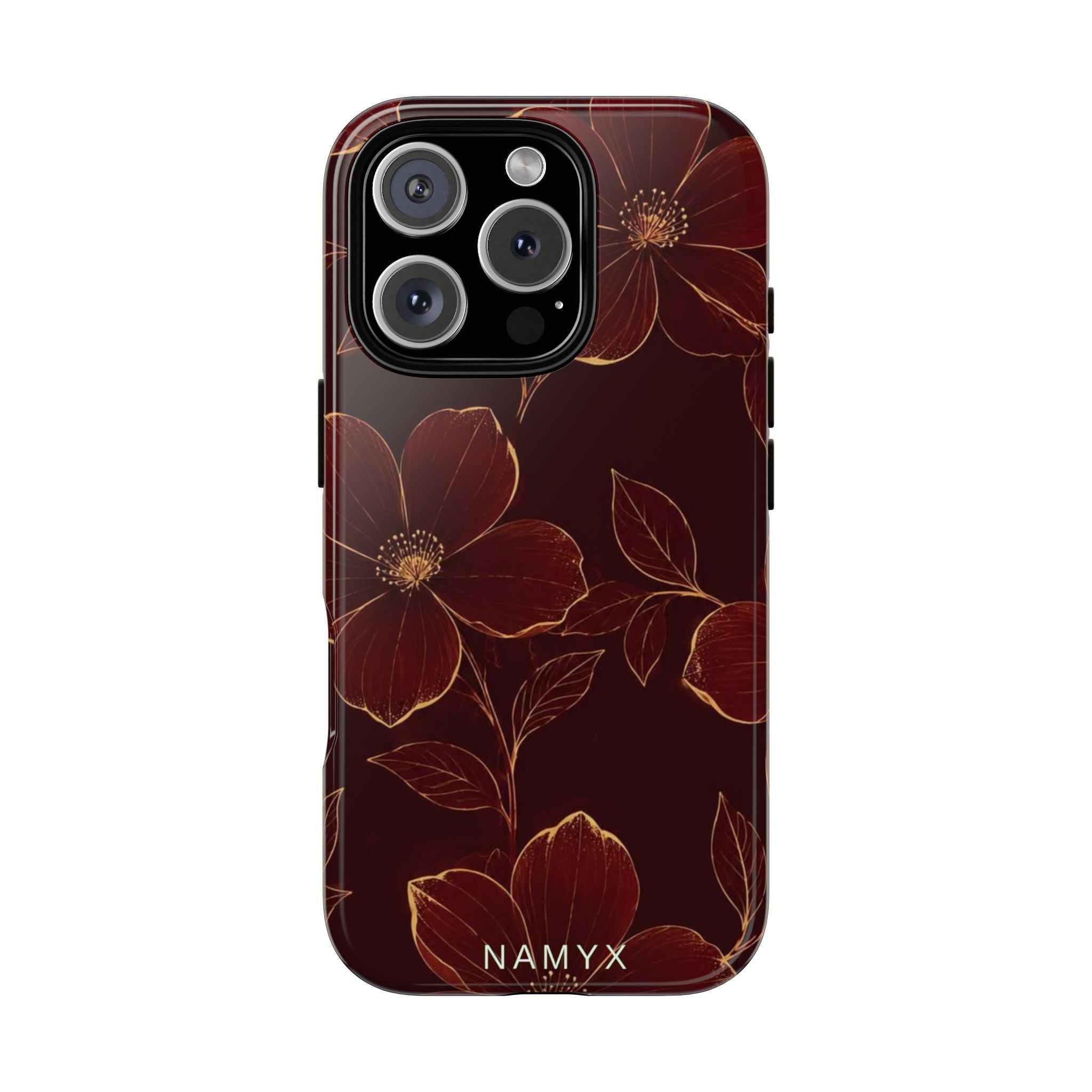 Floral Tough Case — Dark Red Botanical Phone Case