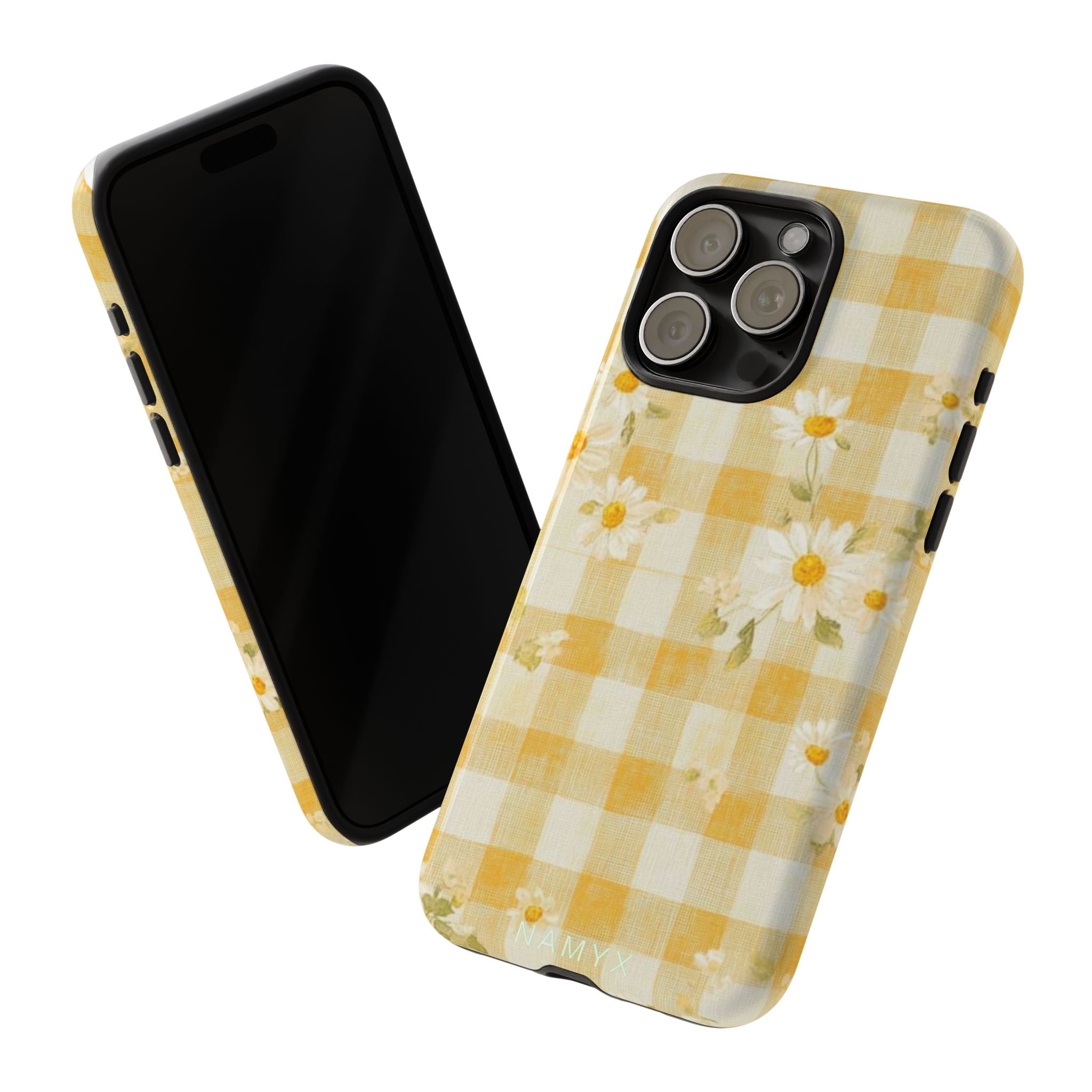Daisy Gingham Tough Phone Case — Yellow Floral Protective Cover