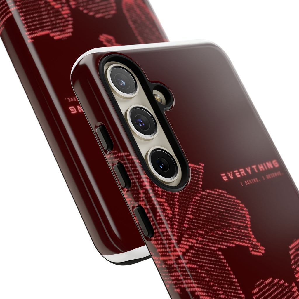 Floral Tough Phone Case — 'Everything' Burgundy Protective Cover