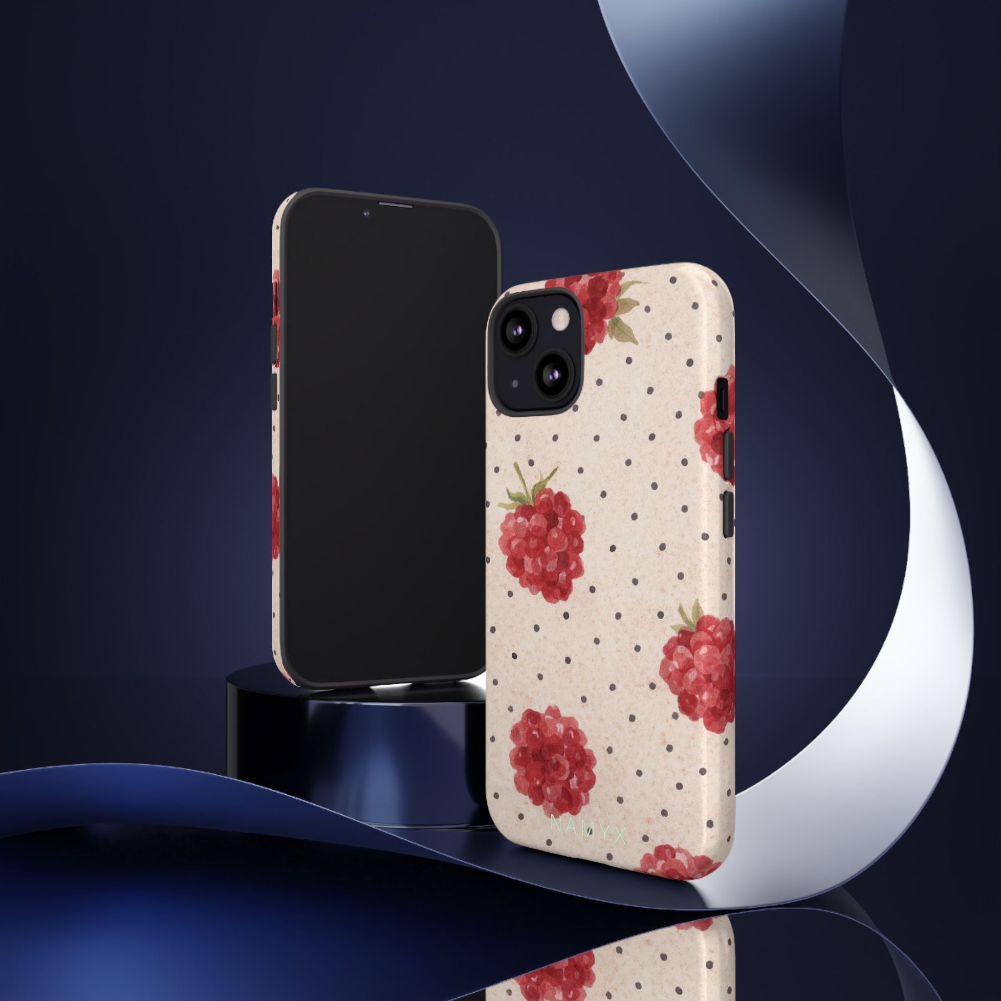 Raspberry Dotted Tough Phone Case — Vintage Floral Protective Cover