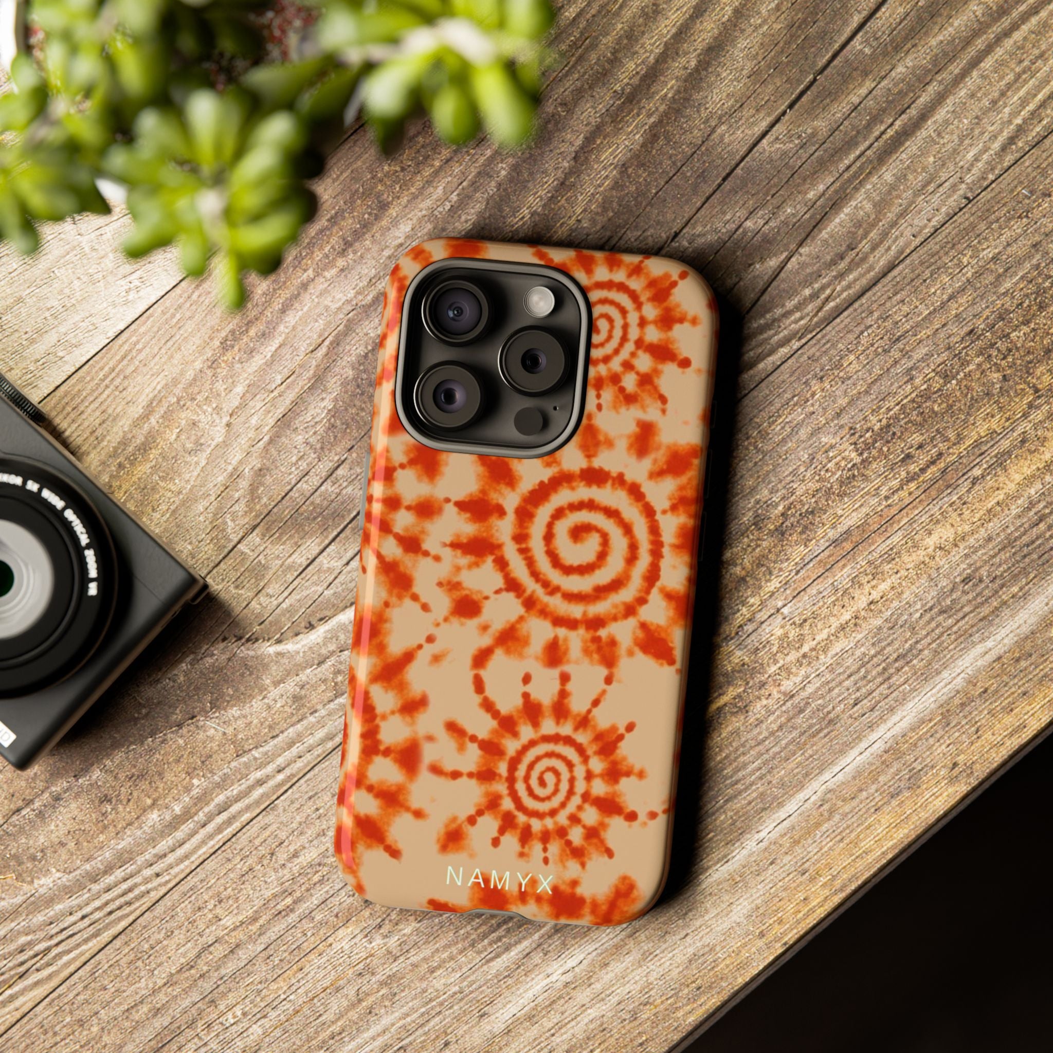 Tie-Dye Spiral Tough Phone Case — Orange Retro Protective Case