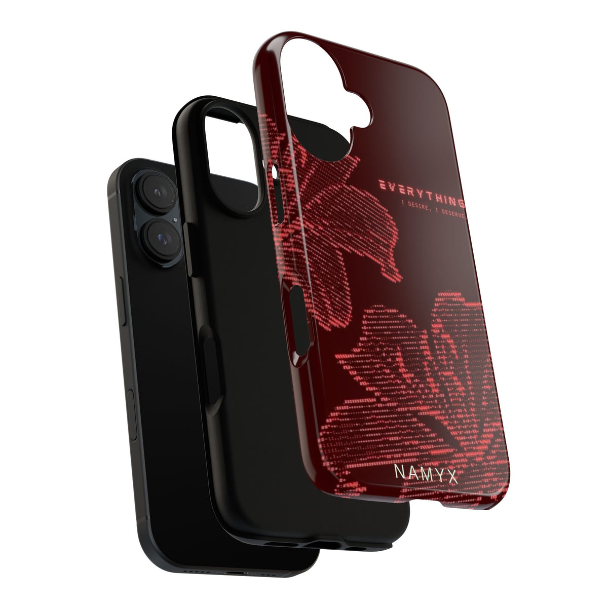 Floral Tough Phone Case — 'Everything' Burgundy Protective Cover