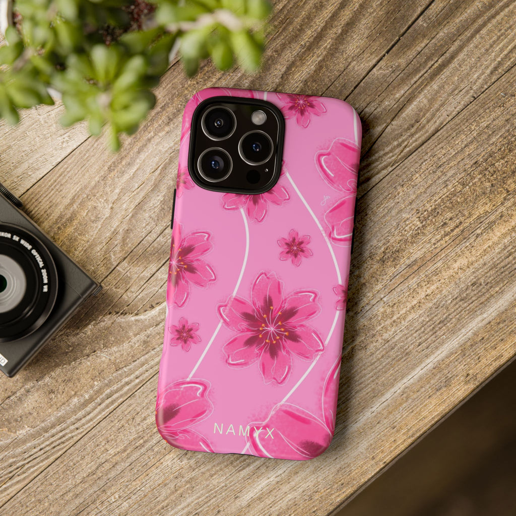 Pink Cherry Blossom Tough Phone Case — Floral Protective Cover