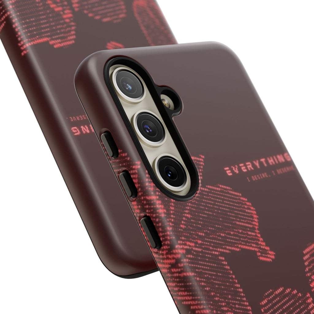 Floral Tough Phone Case — 'Everything' Burgundy Protective Cover