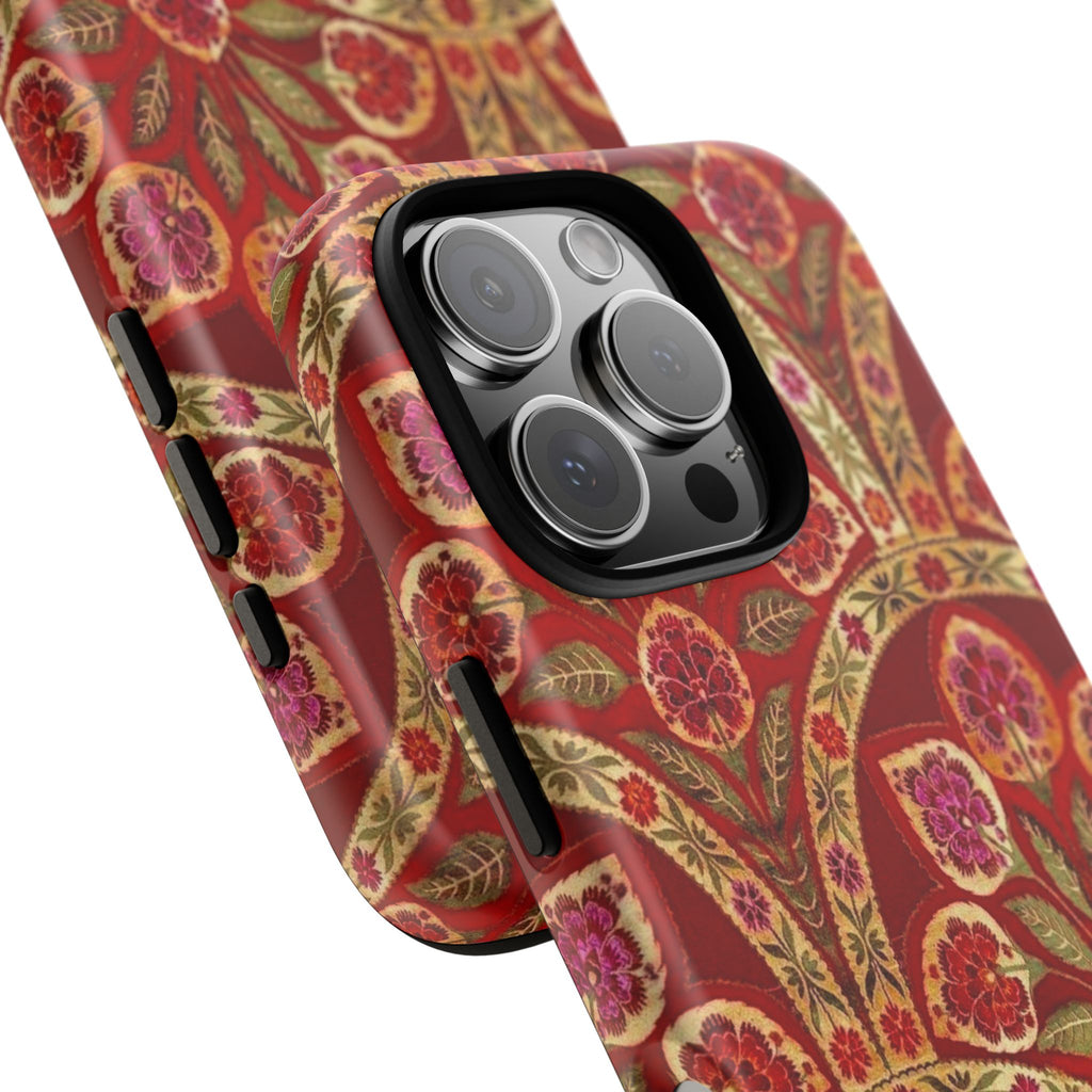Floral Paisley Tough Phone Case — Red Gold Vintage Pattern