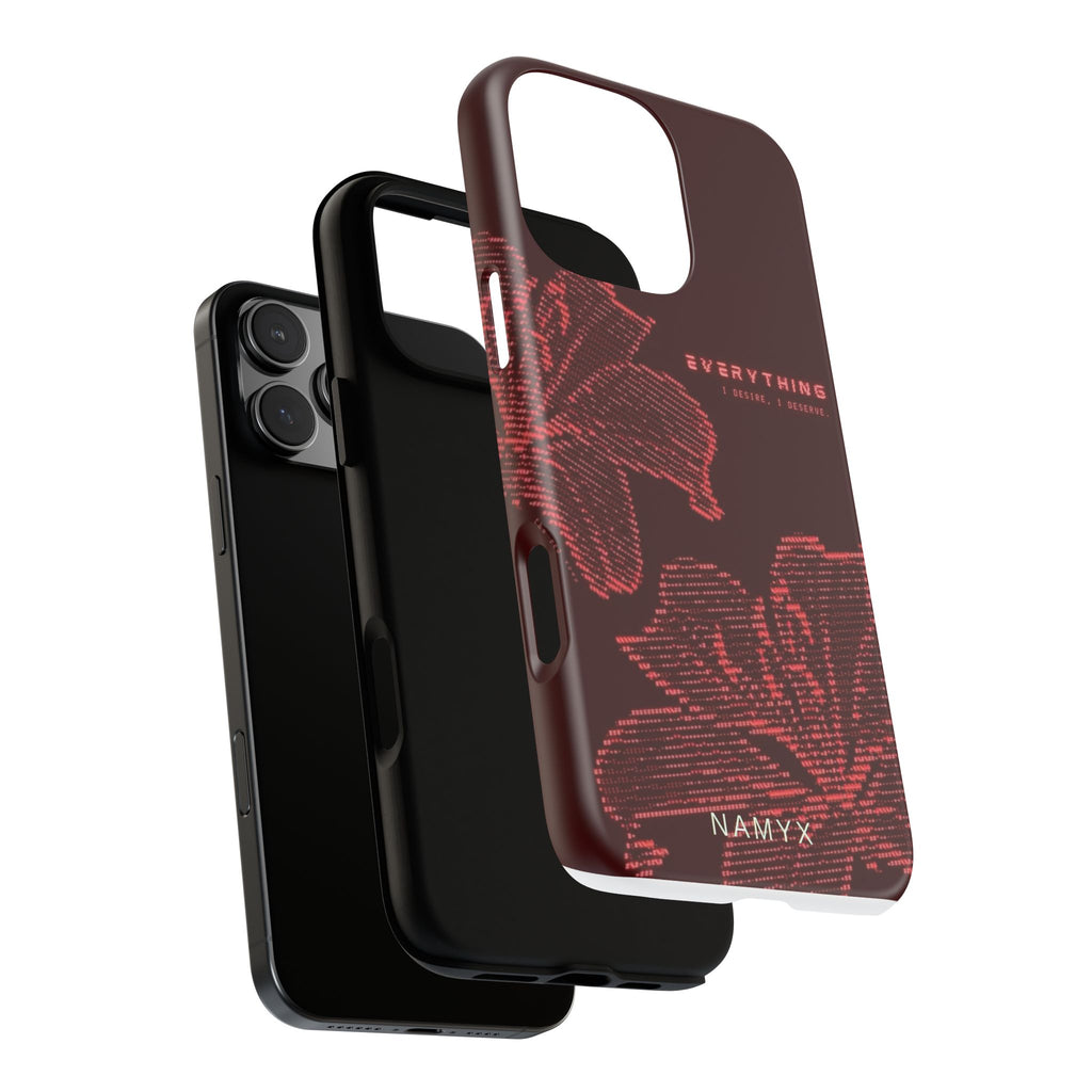 Floral Tough Phone Case — 'Everything' Burgundy Protective Cover