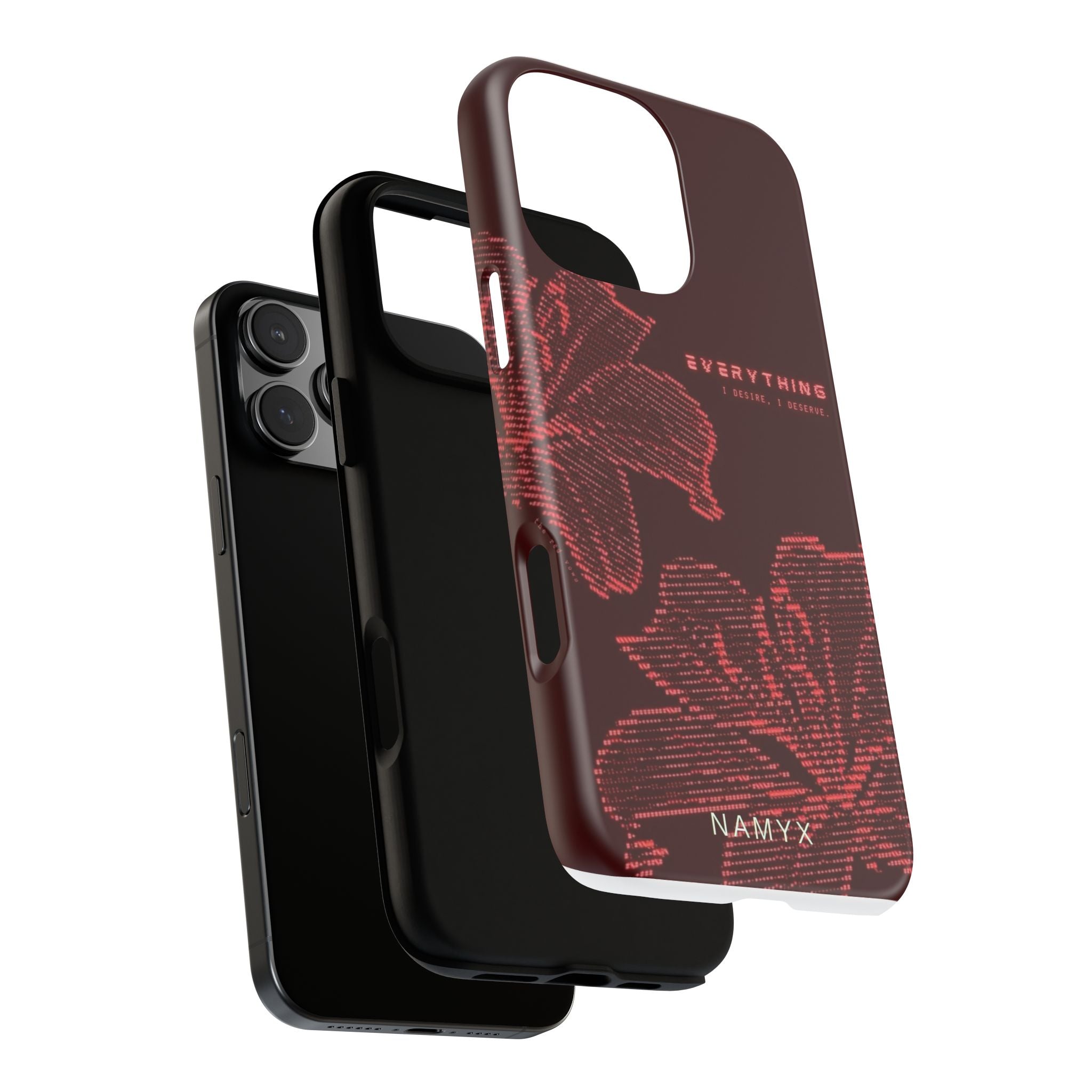 Floral Tough Phone Case — 'Everything' Burgundy Protective Cover