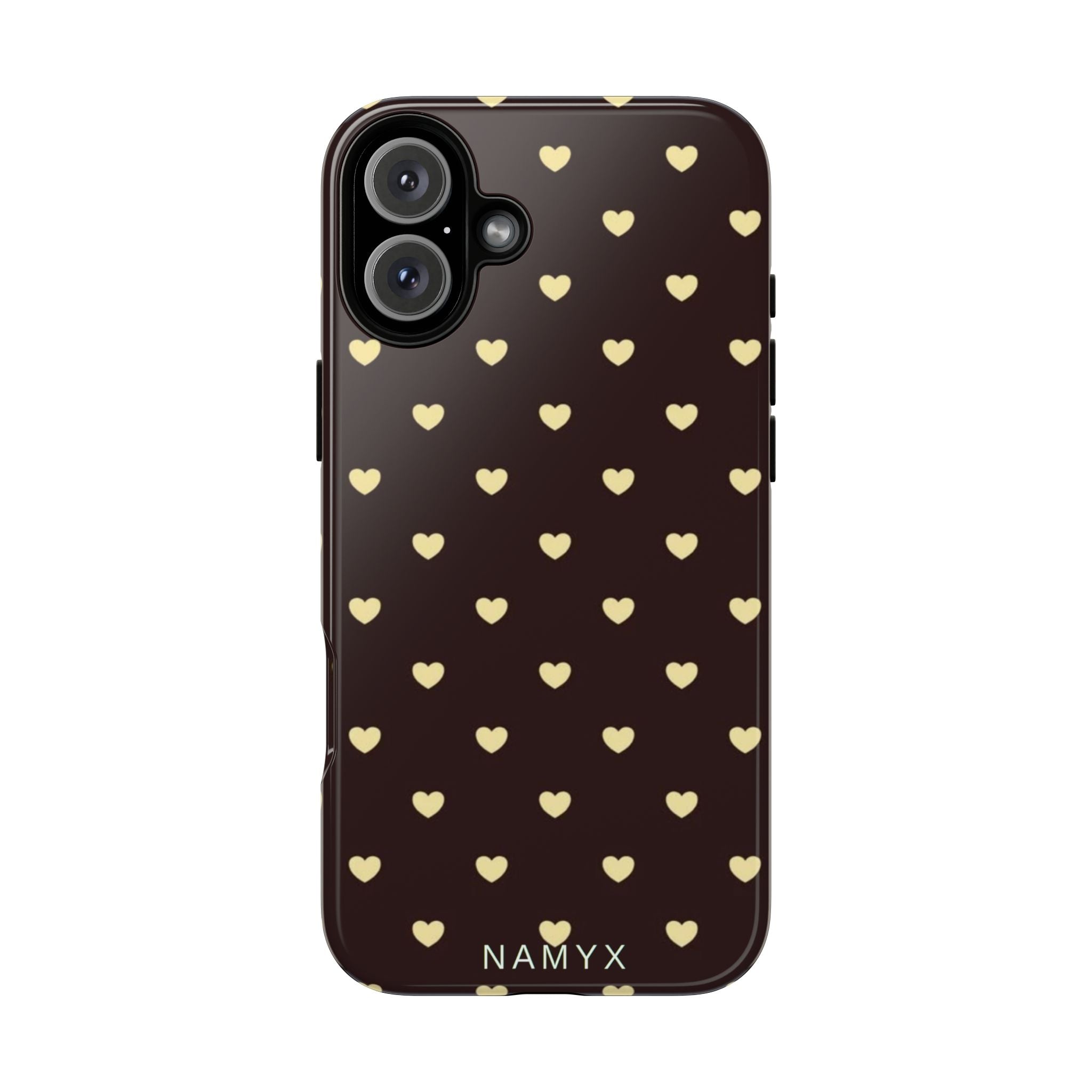 Tough Case — Brown Phone Case with Cream Heart Pattern