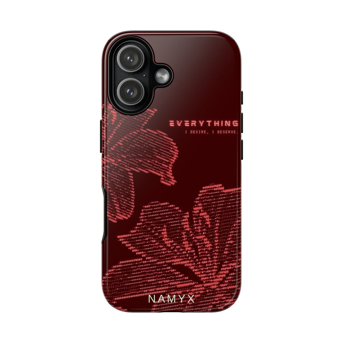 Floral Tough Phone Case — 'Everything' Burgundy Protective Cover
