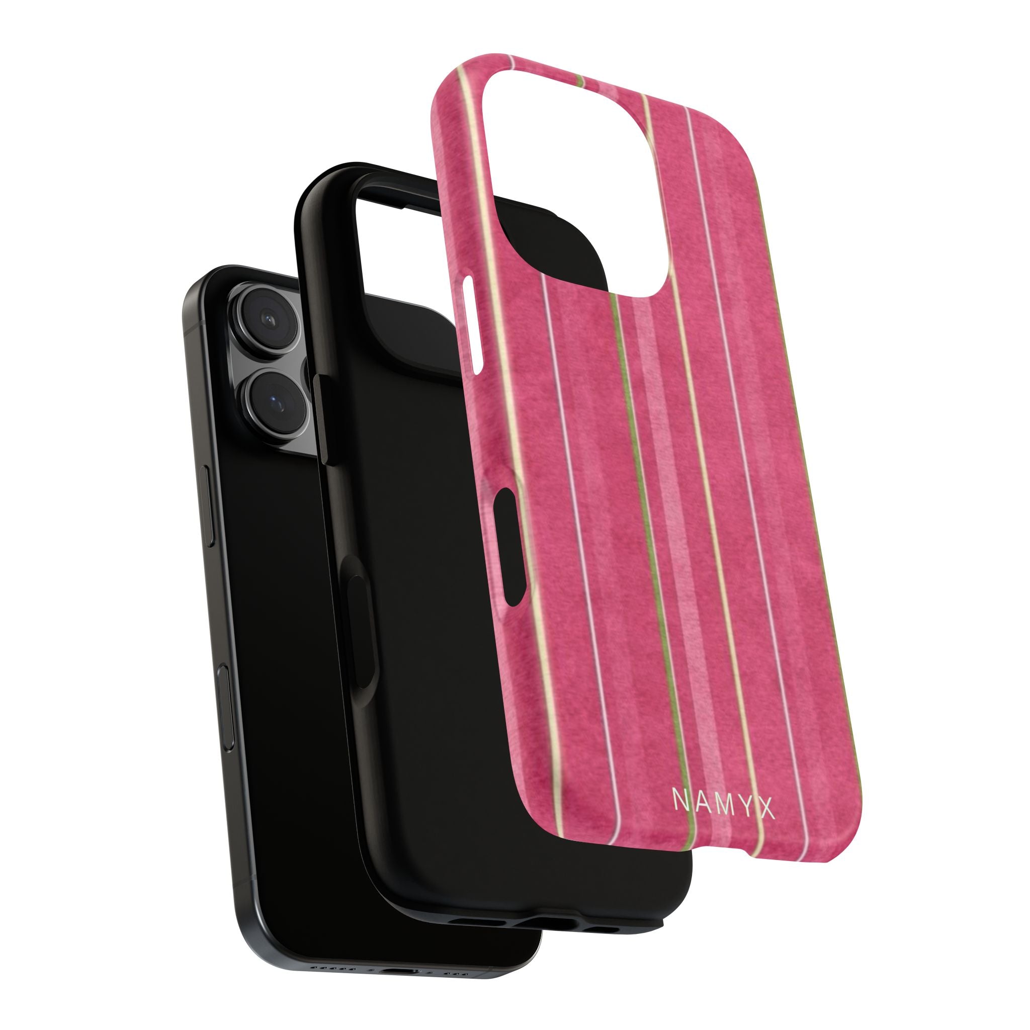 Pink Vertical Stripe Tough Phone Case — Durable Protective iPhone Cover with Subtle Vintage Stripes