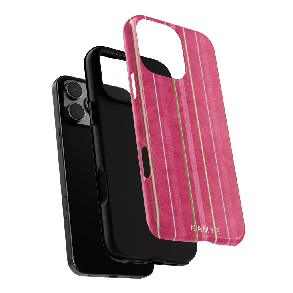 Pink Vertical Stripe Tough Phone Case — Durable Protective iPhone Cover with Subtle Vintage Stripes