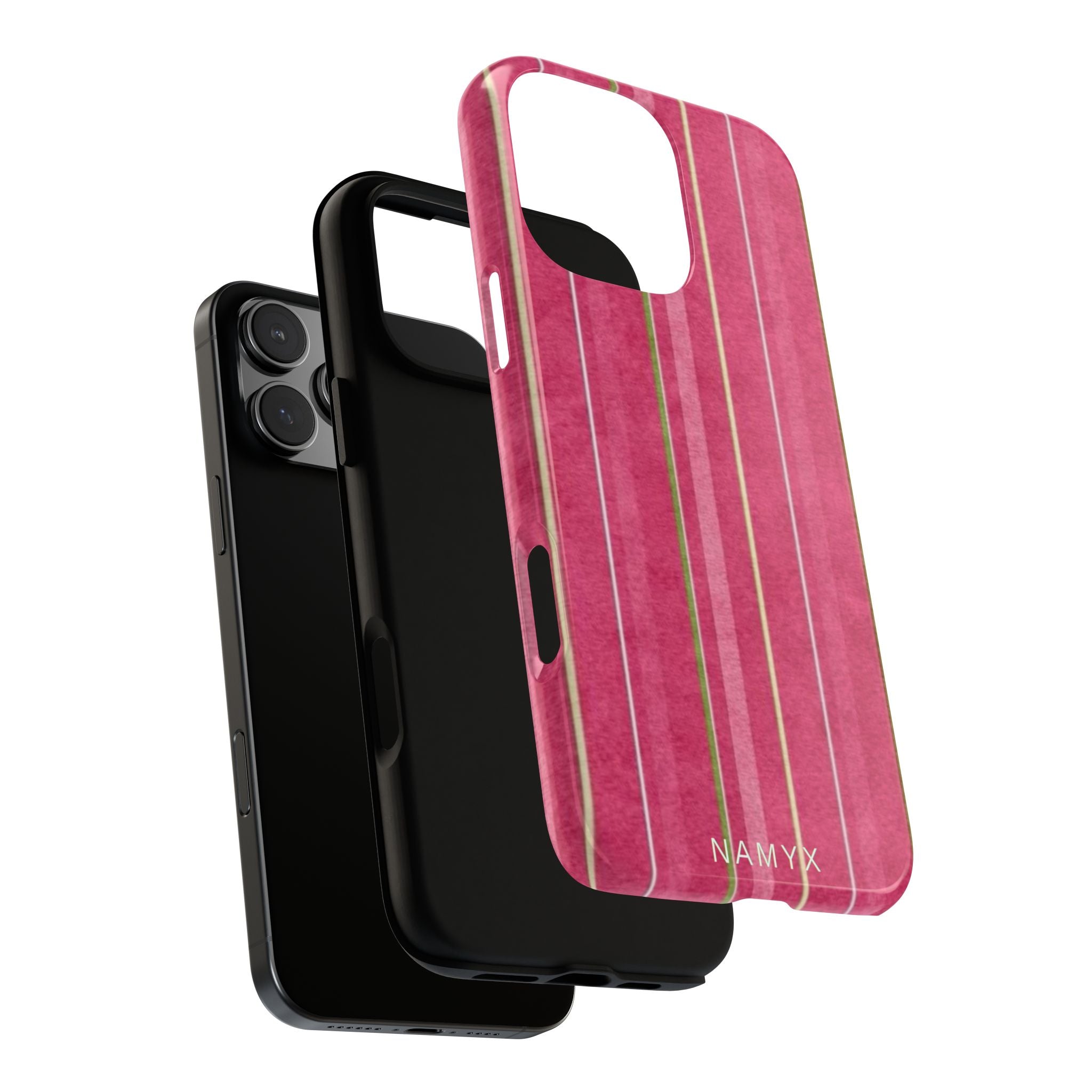 Pink Vertical Stripe Tough Phone Case — Durable Protective iPhone Cover with Subtle Vintage Stripes