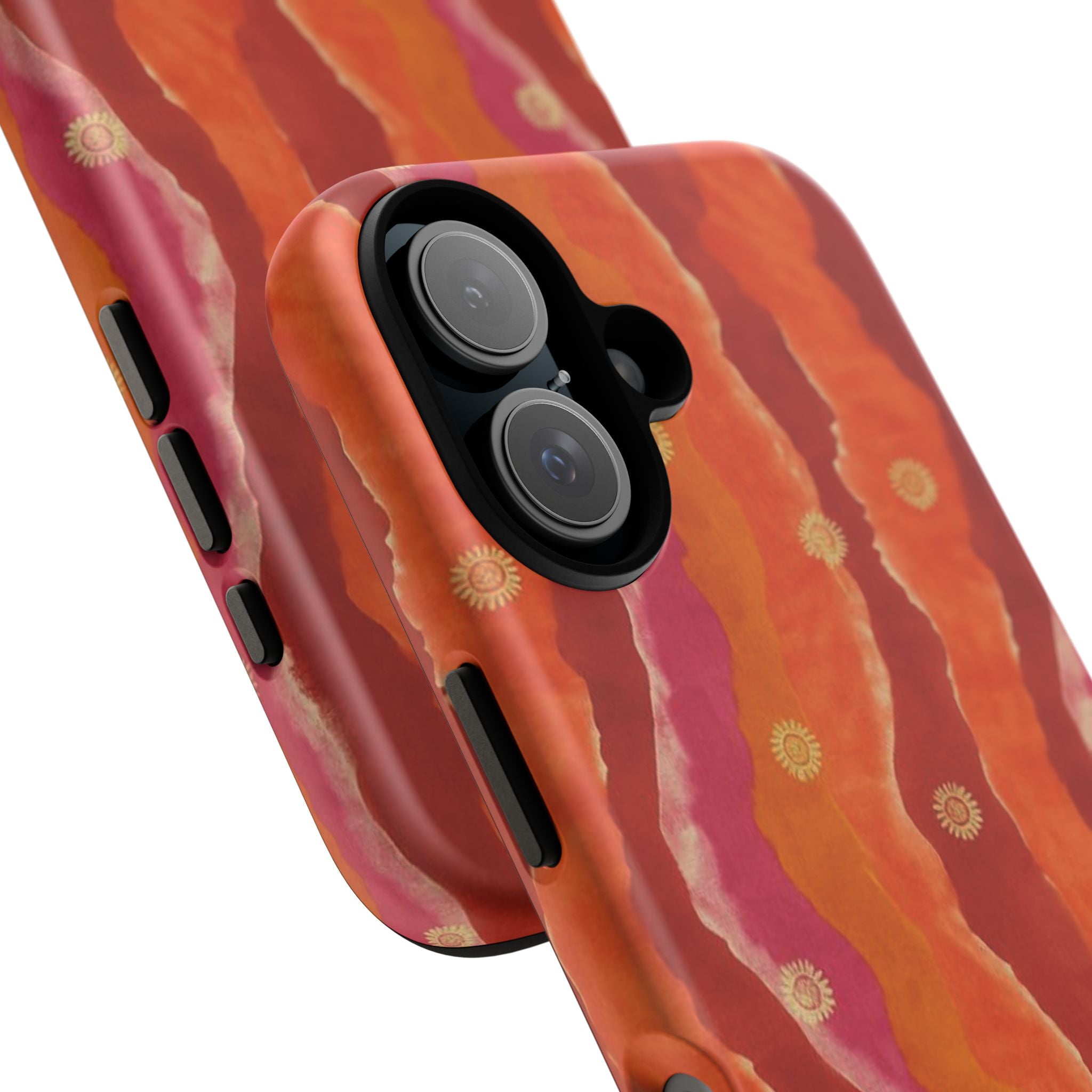 Abstract Red Waves Phone Case — Bold Orange & Pink Protective Tough Case