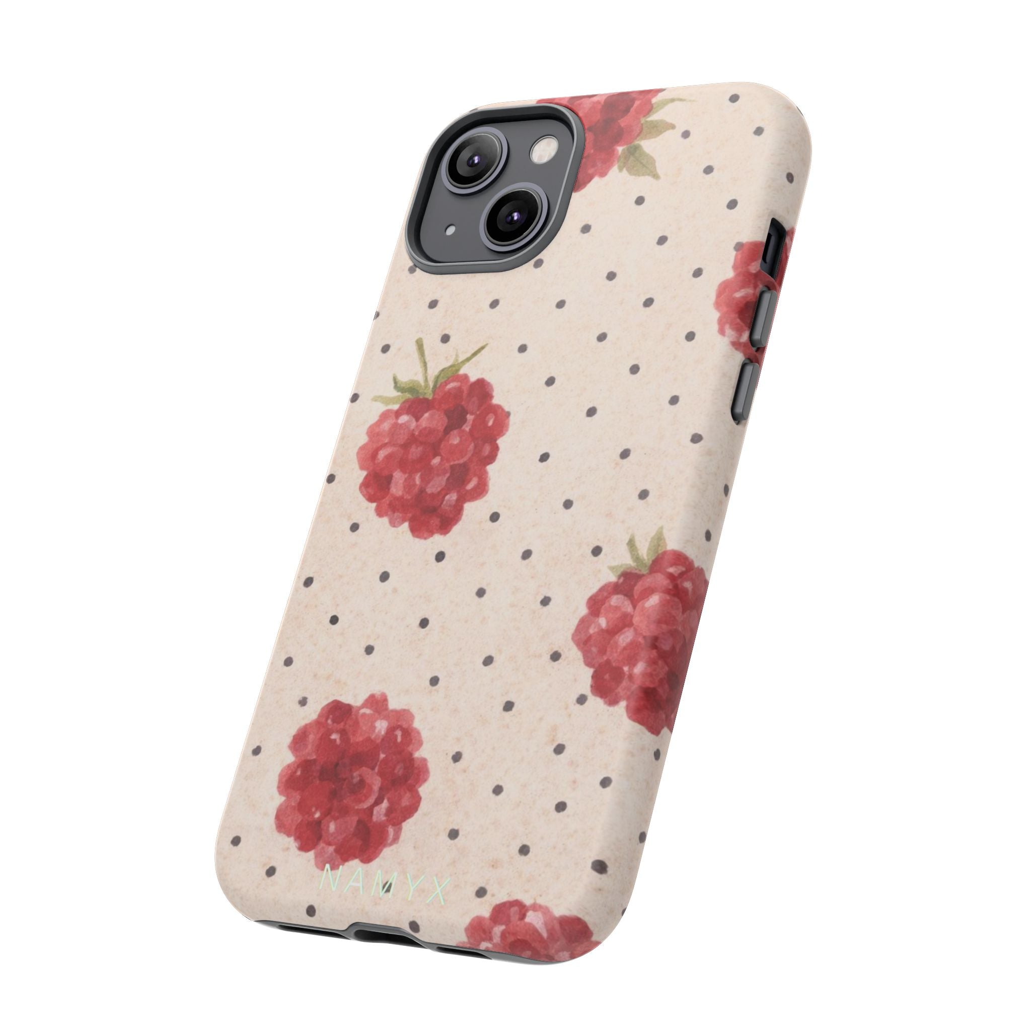 Raspberry Dotted Tough Phone Case — Vintage Floral Protective Cover