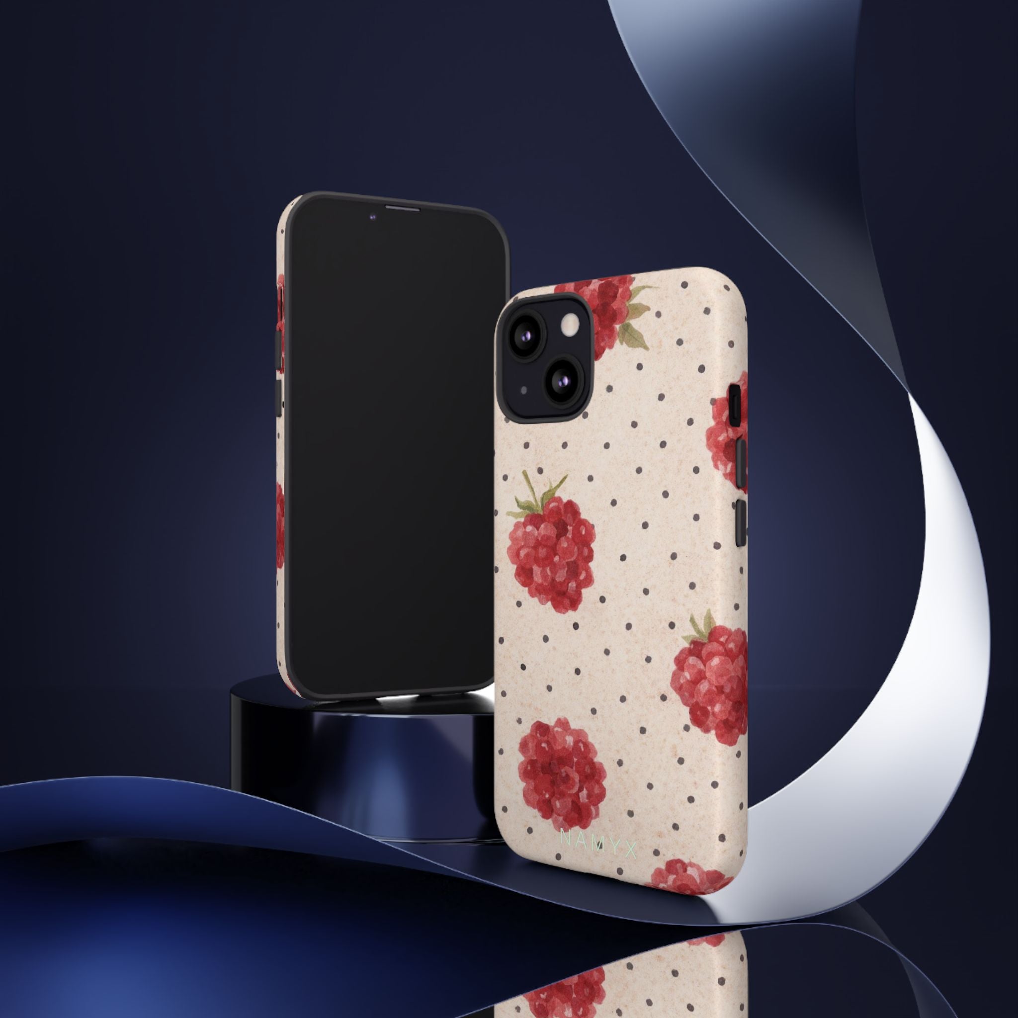 Raspberry Dotted Tough Phone Case — Vintage Floral Protective Cover