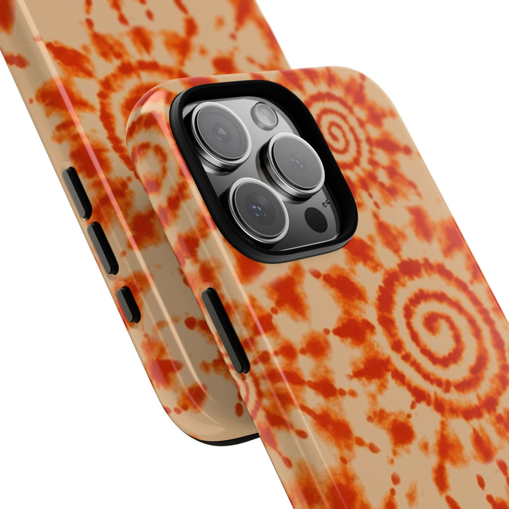 Tie-Dye Spiral Tough Phone Case — Orange Retro Protective Case