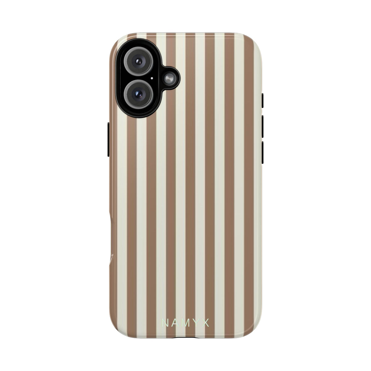 Striped Beige Phone Case — Classic Vertical Brown & Cream Stripe Tough Case