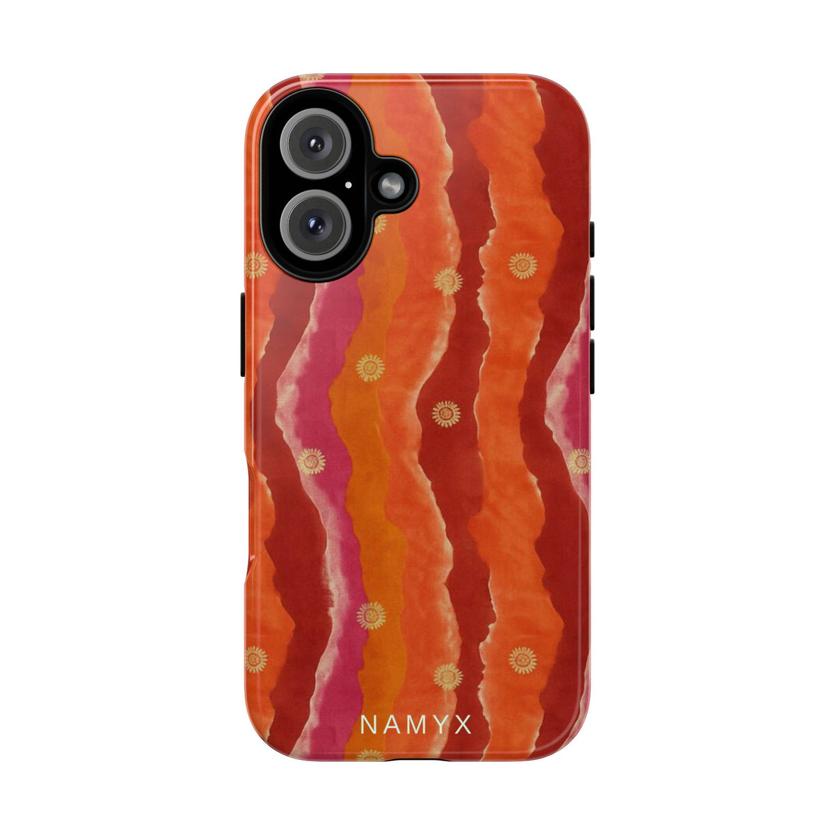 Abstract Red Waves Phone Case — Bold Orange & Pink Protective Tough Case
