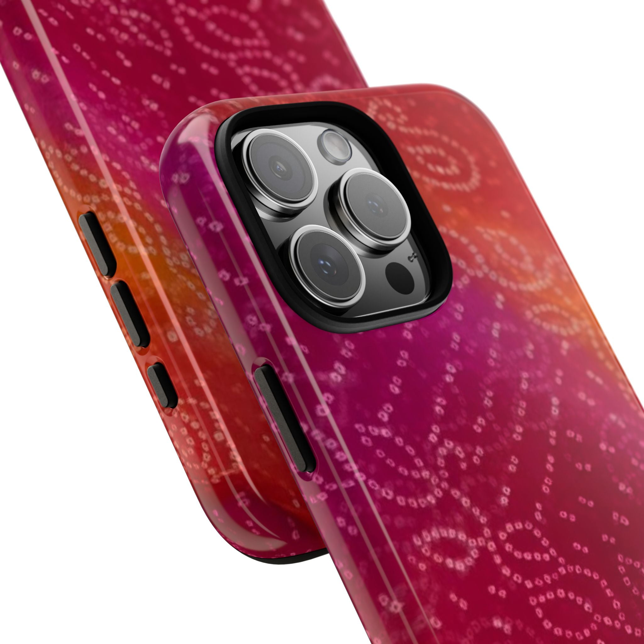 Floral Bandana Tough Case — Protective Phone Case with Pink Orange Paisley Design