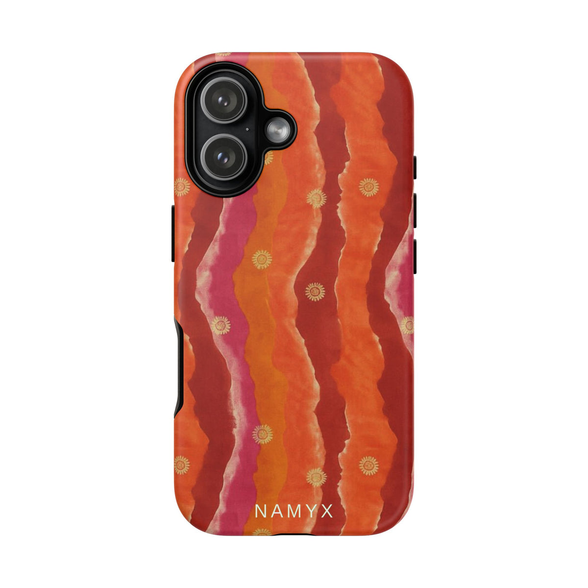 Abstract Red Waves Phone Case — Bold Orange & Pink Protective Tough Case