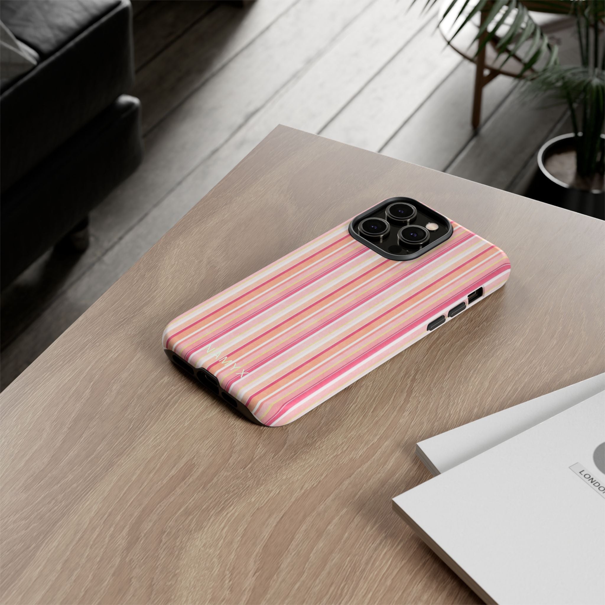 Pink Vintage Stripe Tough Phone Case