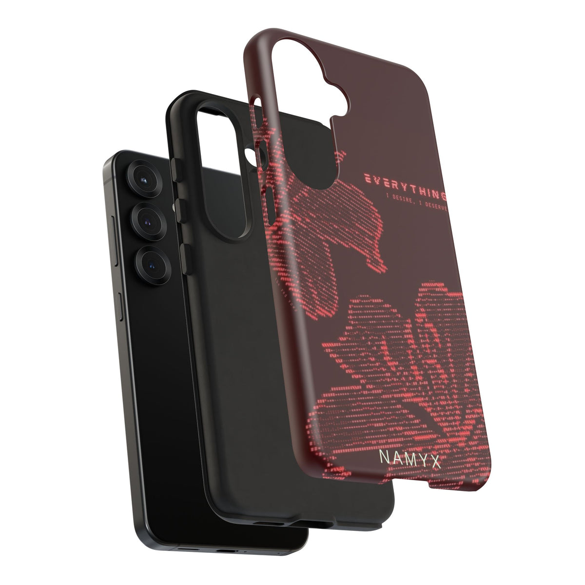Floral Tough Phone Case — 'Everything' Burgundy Protective Cover