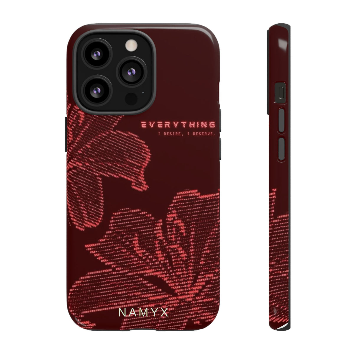 Floral Tough Phone Case — 'Everything' Burgundy Protective Cover