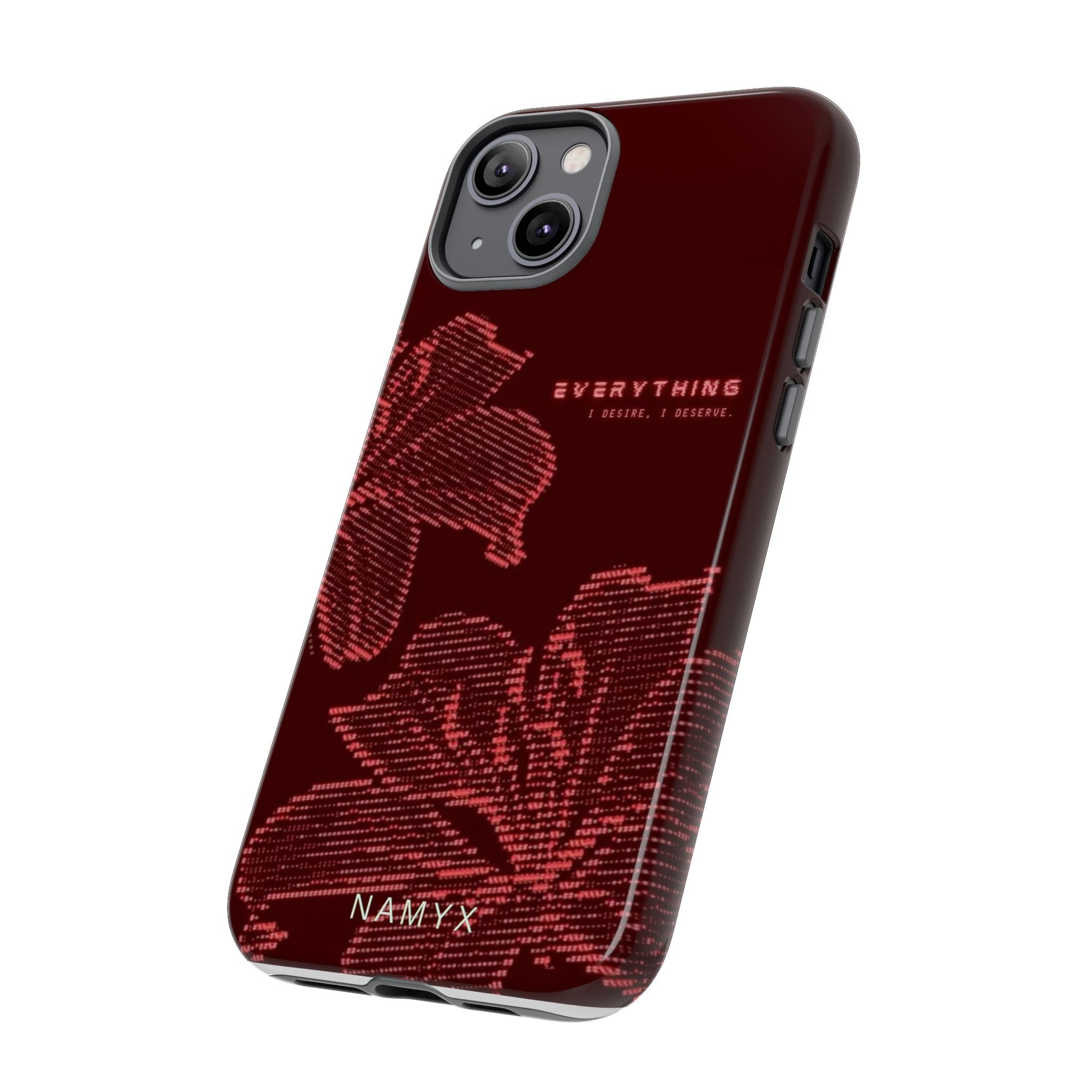 Floral Tough Phone Case — 'Everything' Burgundy Protective Cover