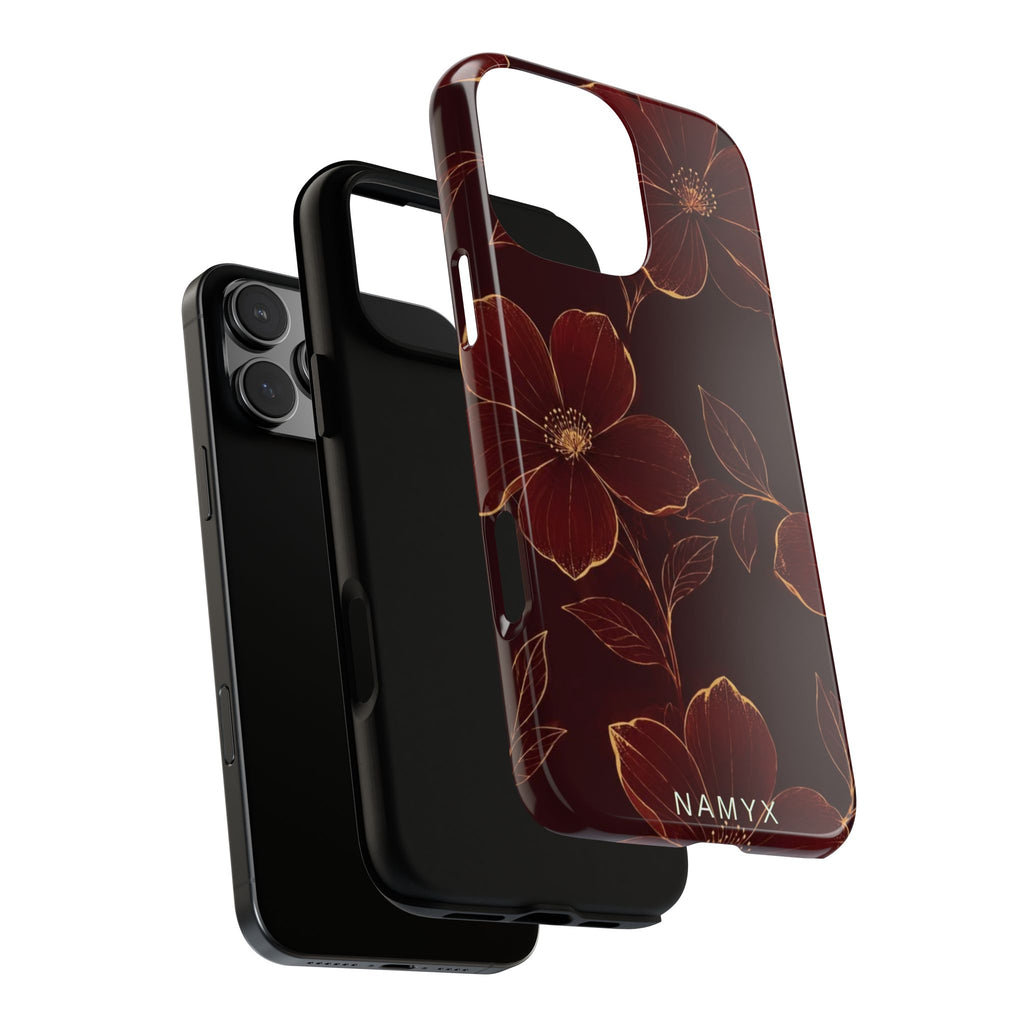 Floral Tough Case — Dark Red Botanical Phone Case