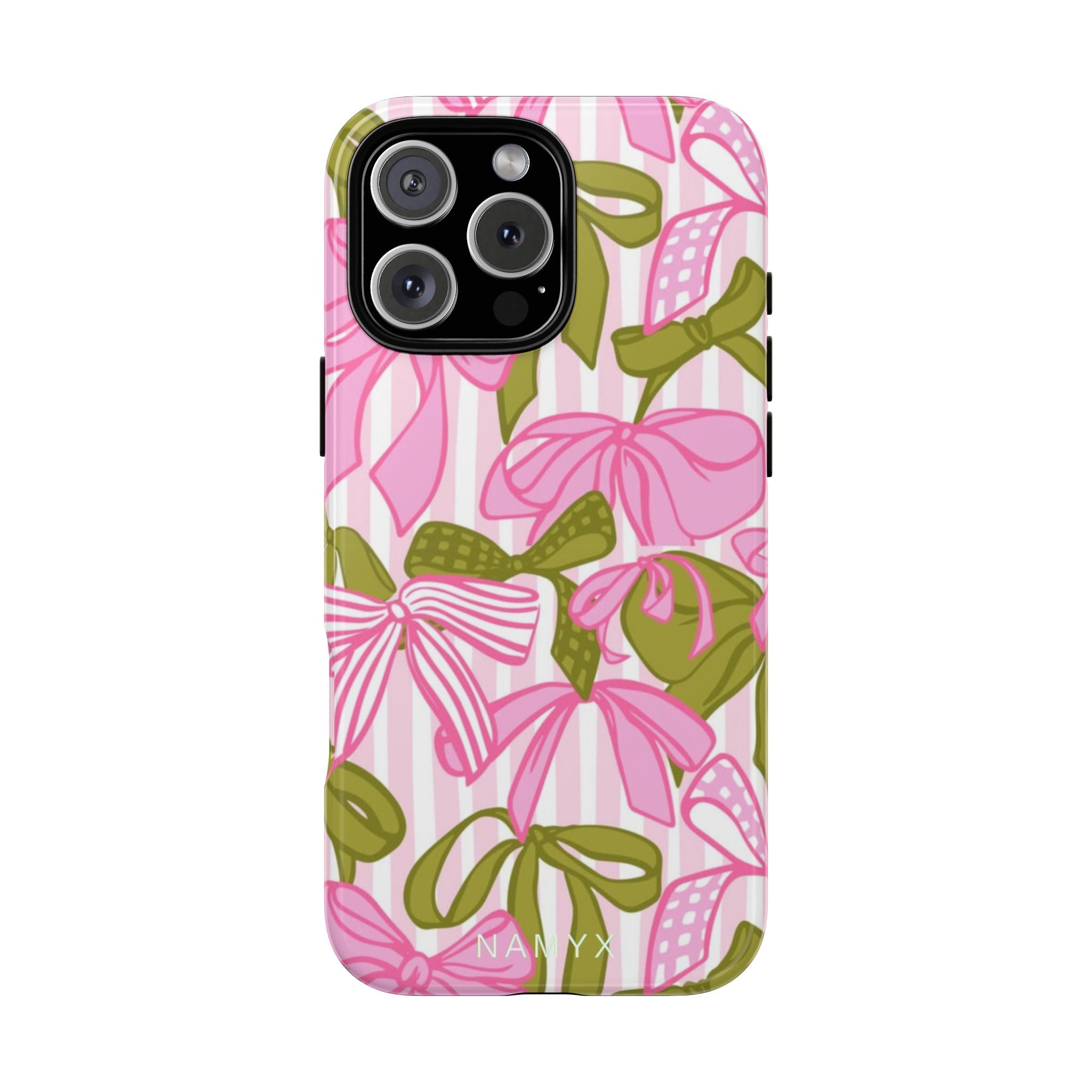 Bow Pattern Tough Case - Pink & Olive Floral Phone Cover