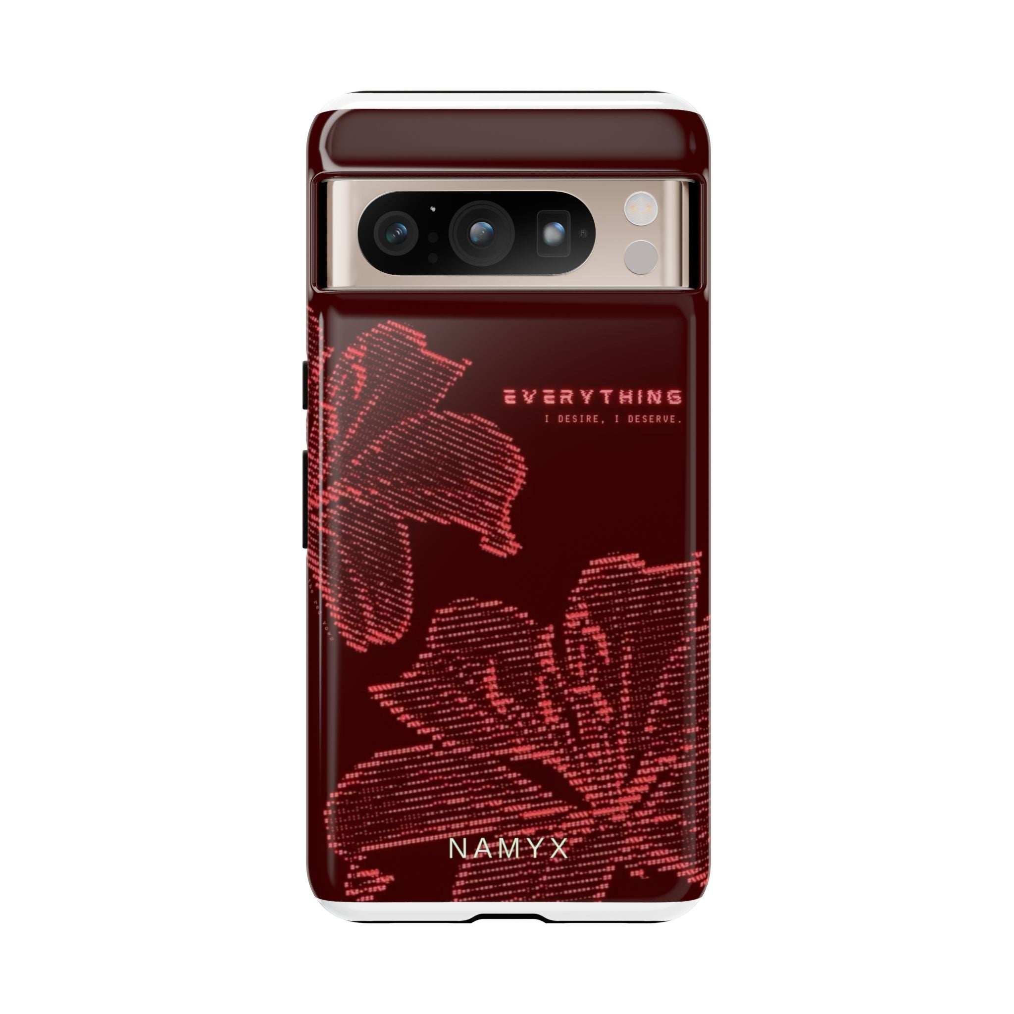 Floral Tough Phone Case — 'Everything' Burgundy Protective Cover
